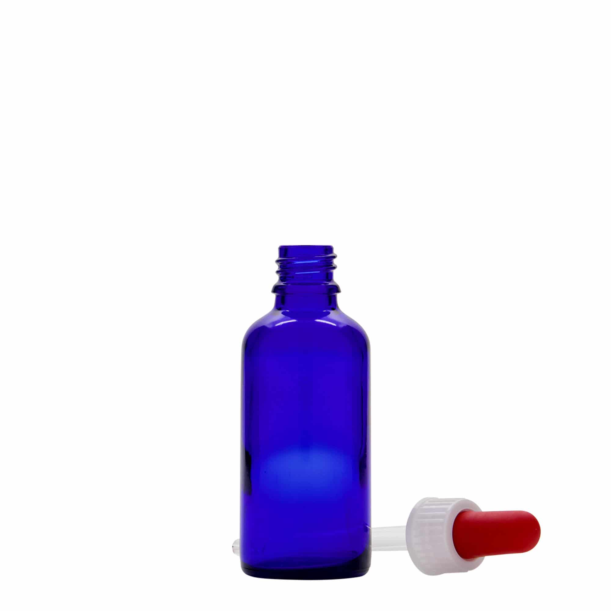 50 ml φιαλίδιο με πιπέτα φαρμακευτικό, γυάλινο, βασιλικό μπλε-κόκκινο, στόμιο: DIN 18