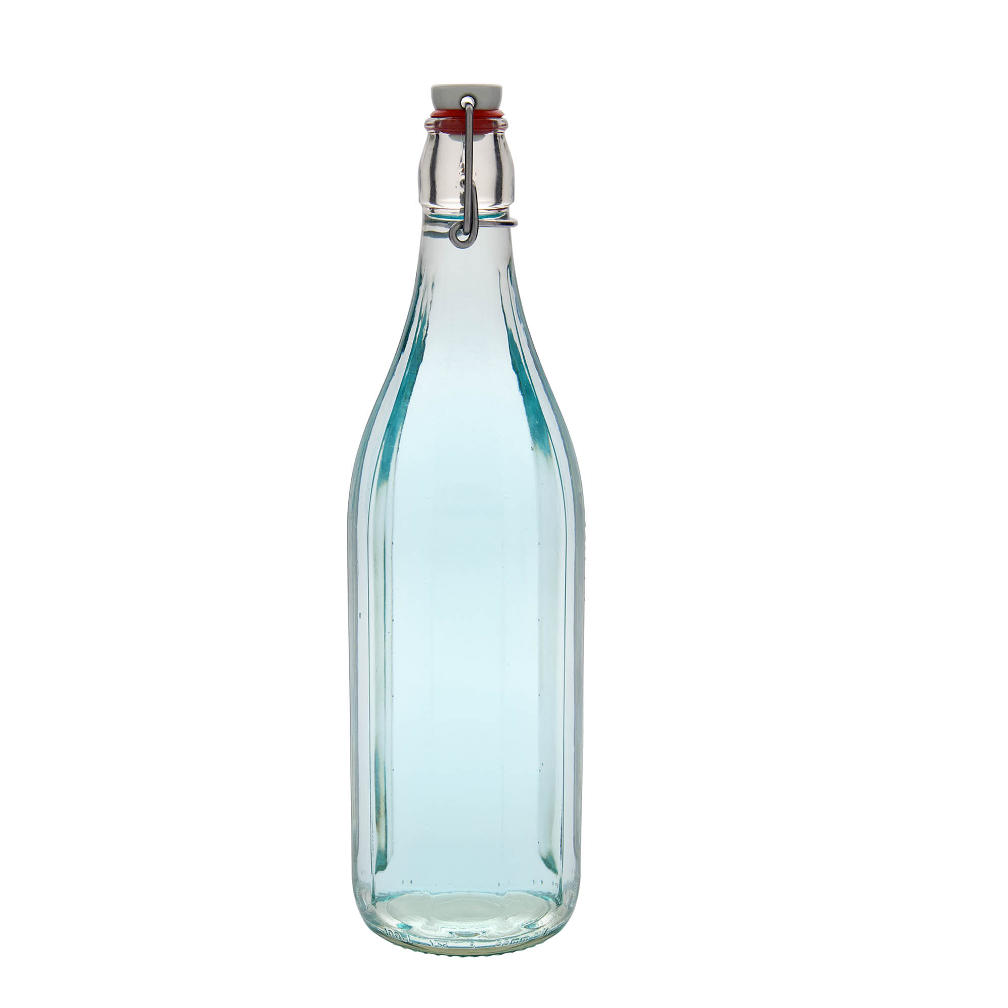 1.000 ml γυάλινο μπουκάλι 'Bravo' #, δεκαγωνικό, στόμιο: κλείσιμο με μπρούτζινο κλιπ