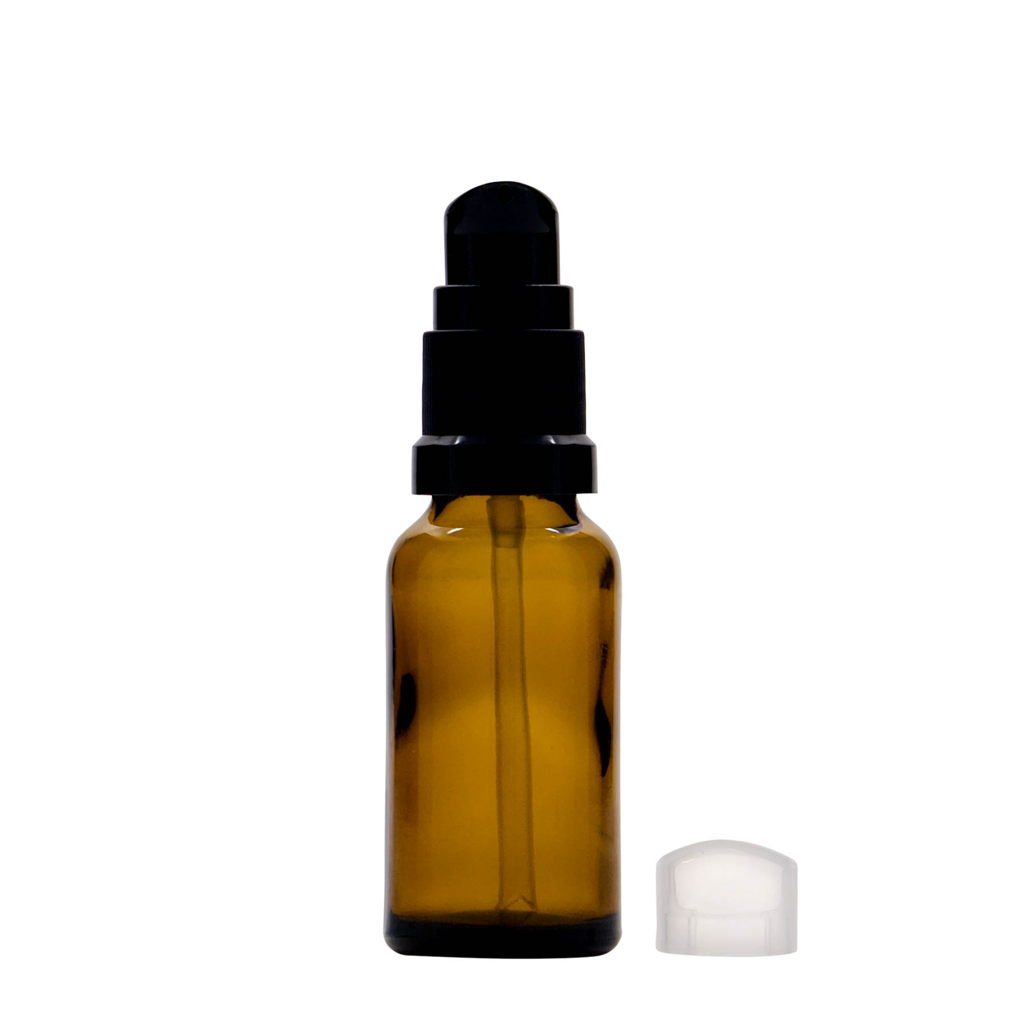 20 ml φιαλίδιο ιατρικής με αντλία λοσιόν, γυαλί, καφέ, στόμιο: DIN 18