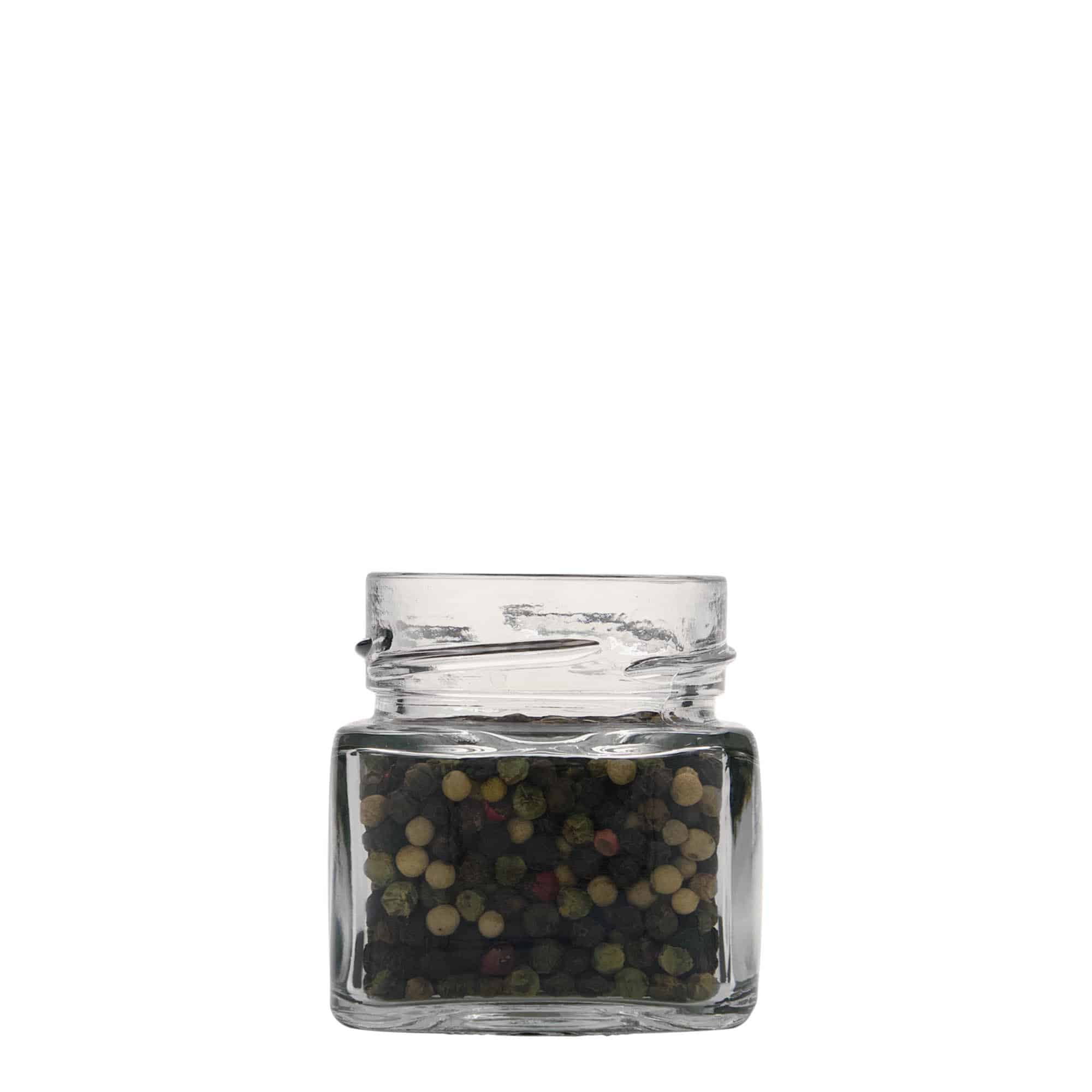 106 ml τετράγωνο γυάλινο βάζο 'Ikarus', λαιμός: Deep-Twist-Off (DTO 58) 106 ml τετράγωνο γυάλινο βάζο 'Ikarus', λαιμός: Deep-Twist-Off (DTO 58)