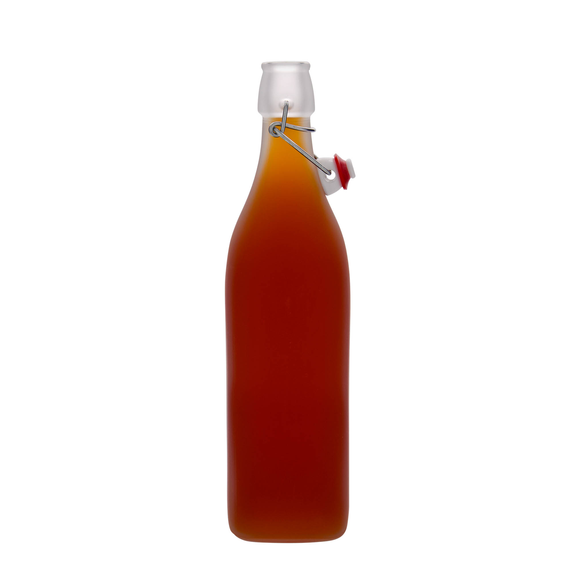1.000 ml γυάλινο μπουκάλι 'Swing, τετράγωνο, παγωμένο, στόμιο: κλείσιμο με μοχλό
