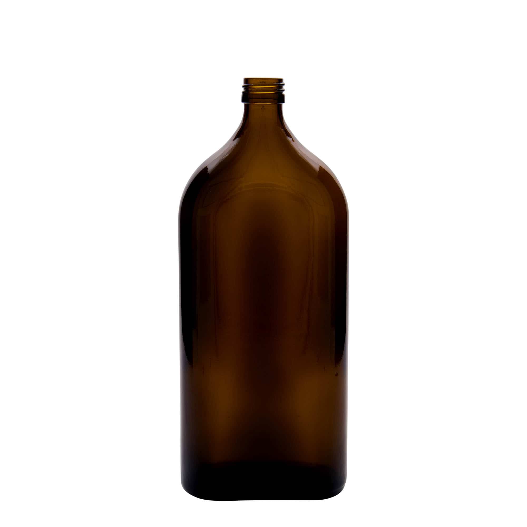 1.000 ml φαρμακευτικό μπουκάλι Meplat, οβάλ, γυαλί, καφέ, στόμιο: PP 28