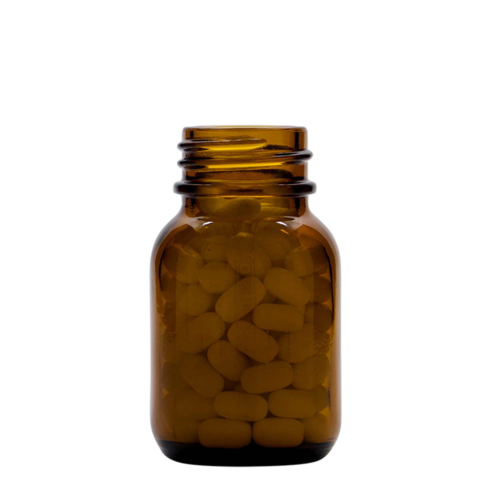 50 ml γυάλινο βάζο με φαρδύ λαιμό, καφέ, στόμιο: DIN 32 50 ml γυάλινο βάζο με φαρδύ λαιμό, καφέ, στόμιο: DIN 32