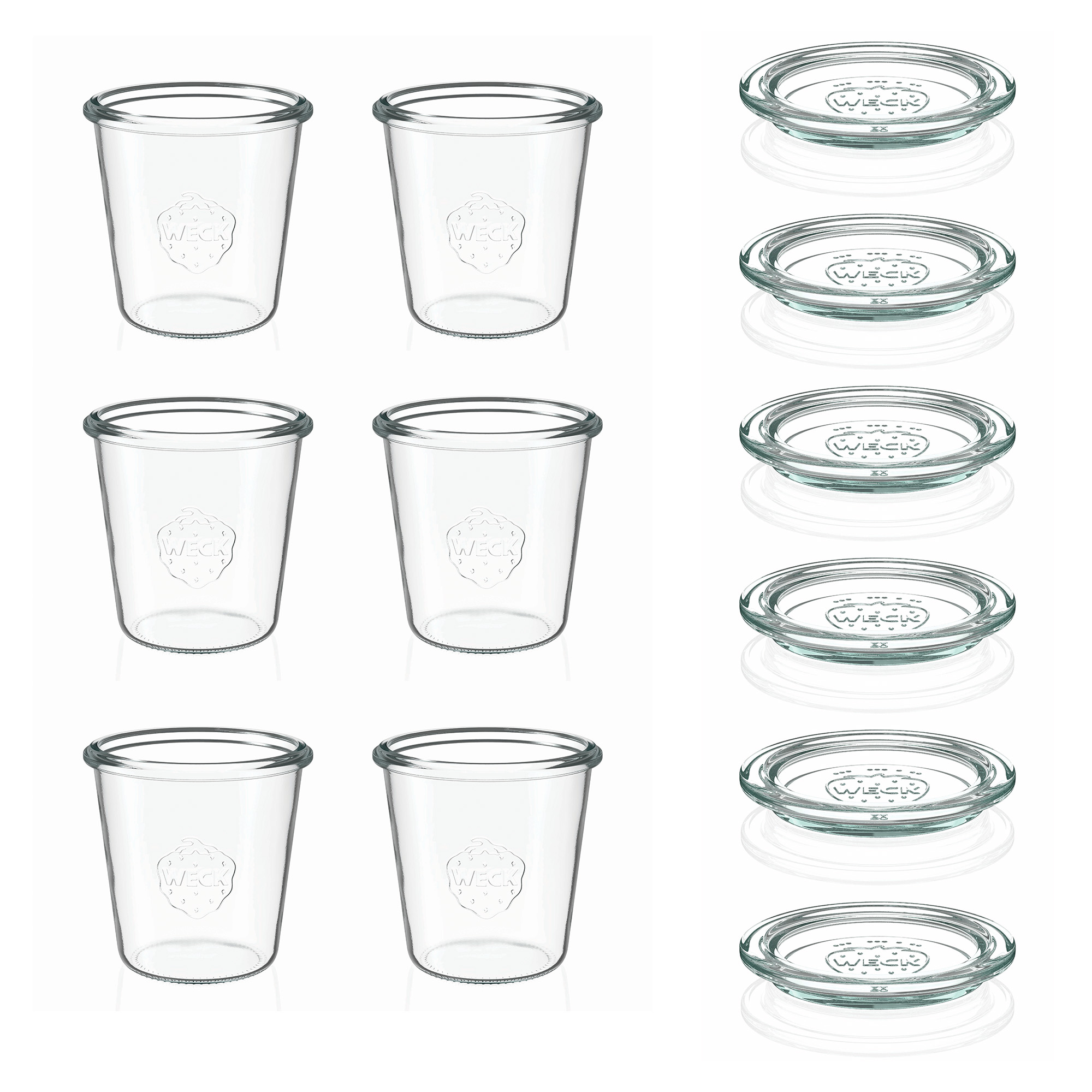 6x Ψηλό κυλινδρικό βάζο WECK 290 ml με γυάλινο καπάκι RR 80