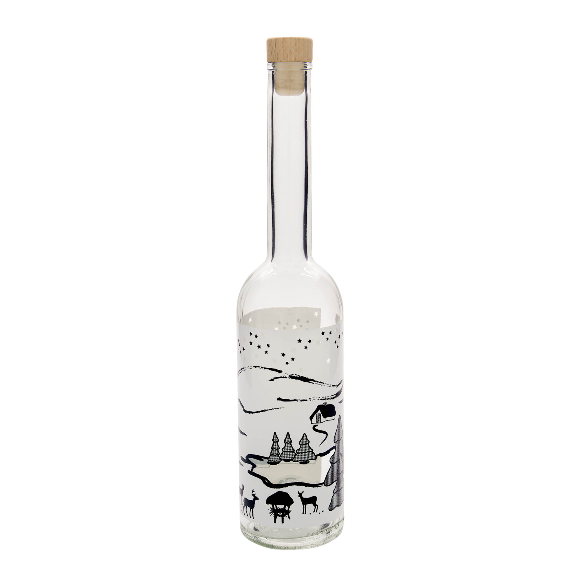 500 ml γυάλινο μπουκάλι 'Opera', σχέδιο: Wintertraum-Bianco, στόμιο: φελλός