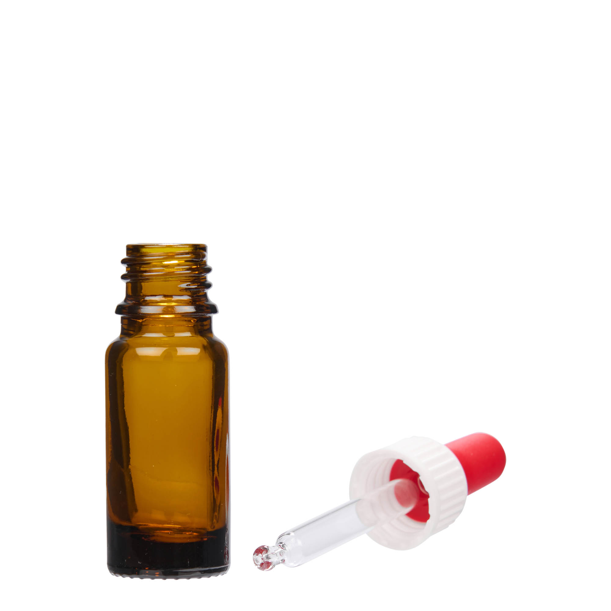 10 ml φιαλίδιο με πιπέτα, ιατρικό, γυάλινο, καφέ, στόμιο: DIN 18