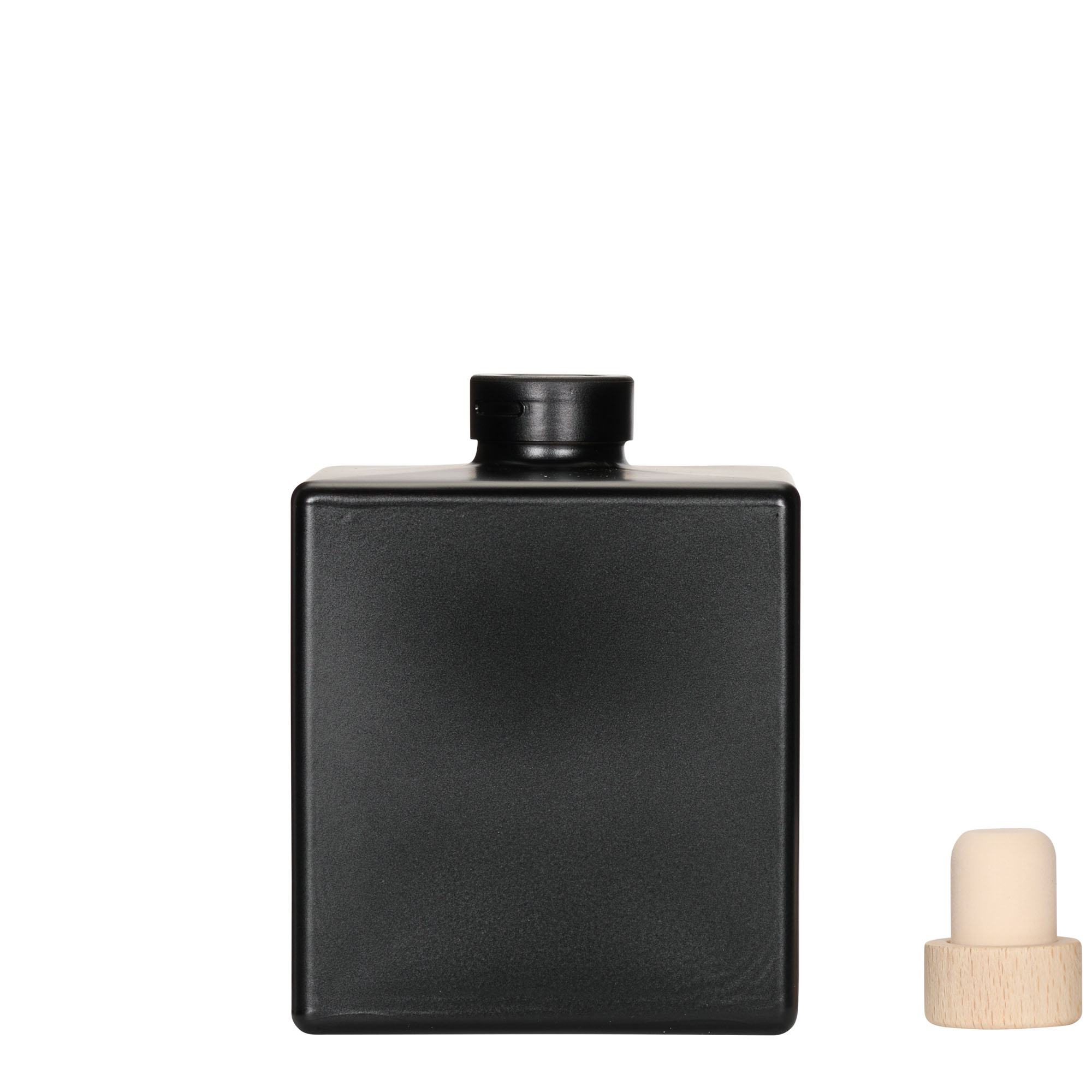 500 ml γυάλινο μπουκάλι 'Cube', τετράγωνο, μαύρο, στόμιο: φελλός 500 ml γυάλινο μπουκάλι 'Cube', τετράγωνο, μαύρο, στόμιο: φελλός
