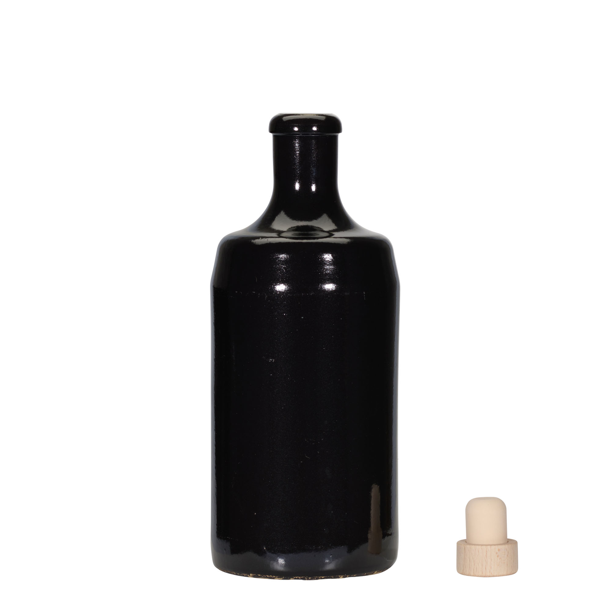 700 ml πήλινο δοχείο 'Calvados, πέτρινο σκεύος, μαύρο, στόμιο: φελλός