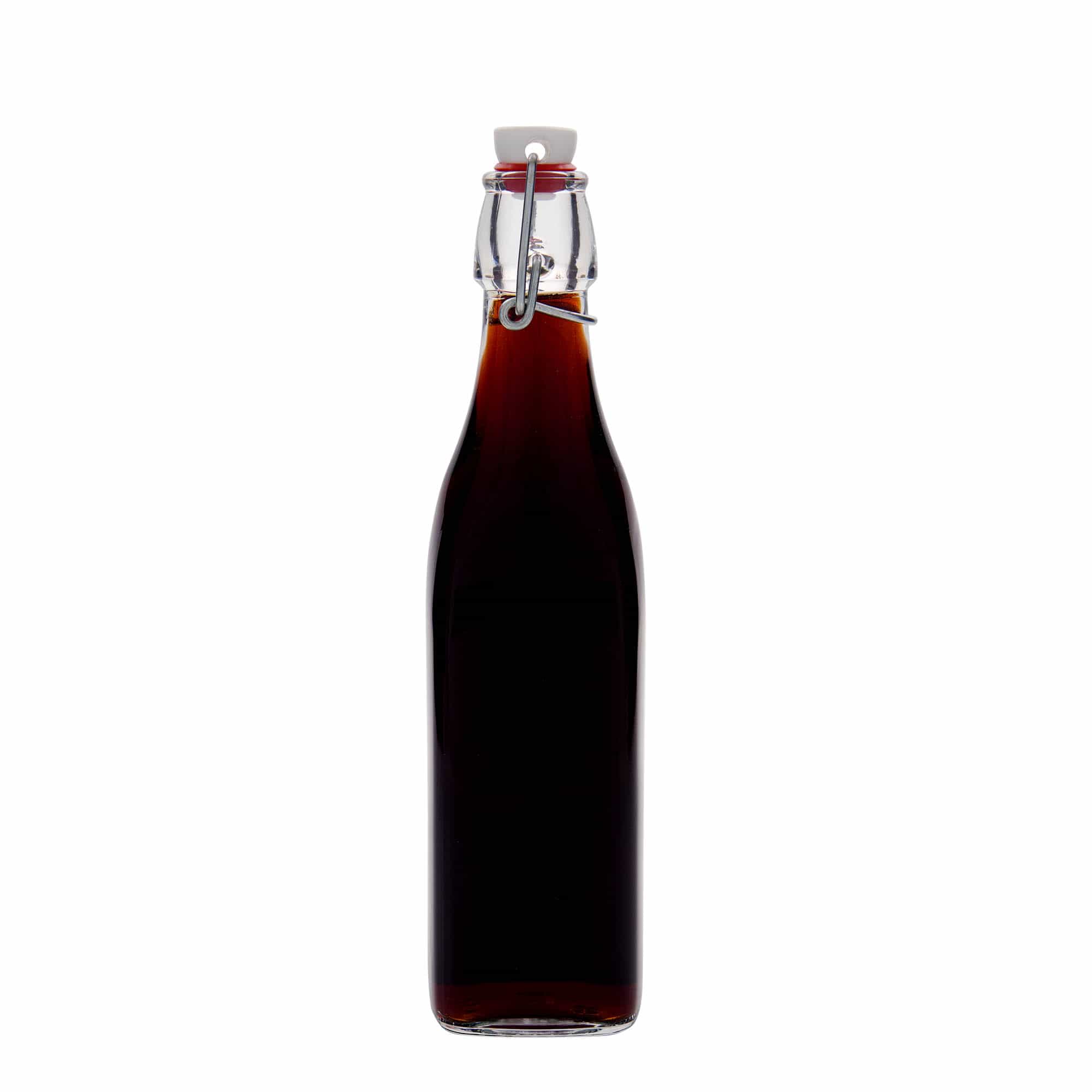 500 ml γυάλινο μπουκάλι 'Swing, τετράγωνο, στόμιο: κλείσιμο με μανταλάκι