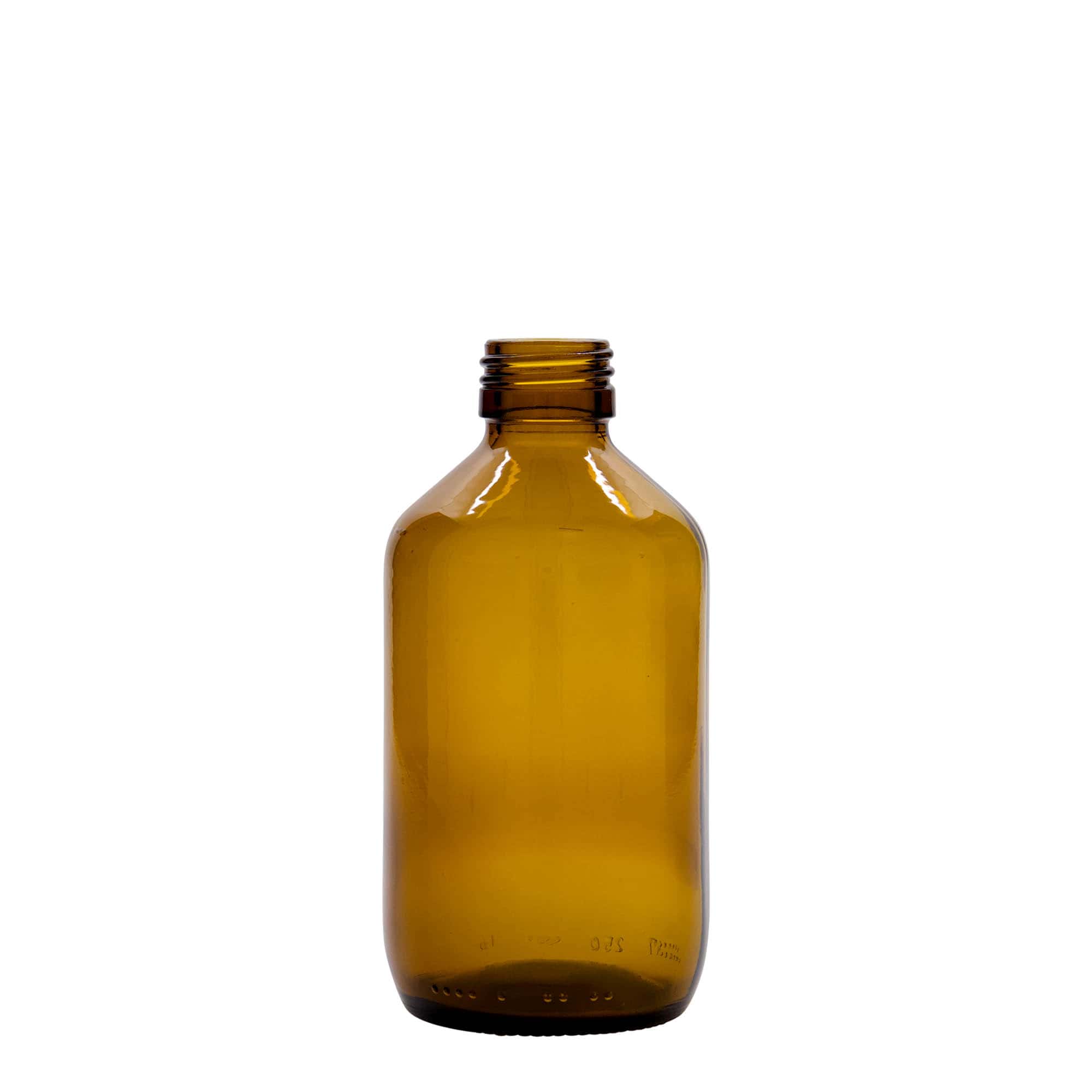 250 ml ιατρικό μπουκάλι, καφέ, γυαλί, στόμιο: PP 28