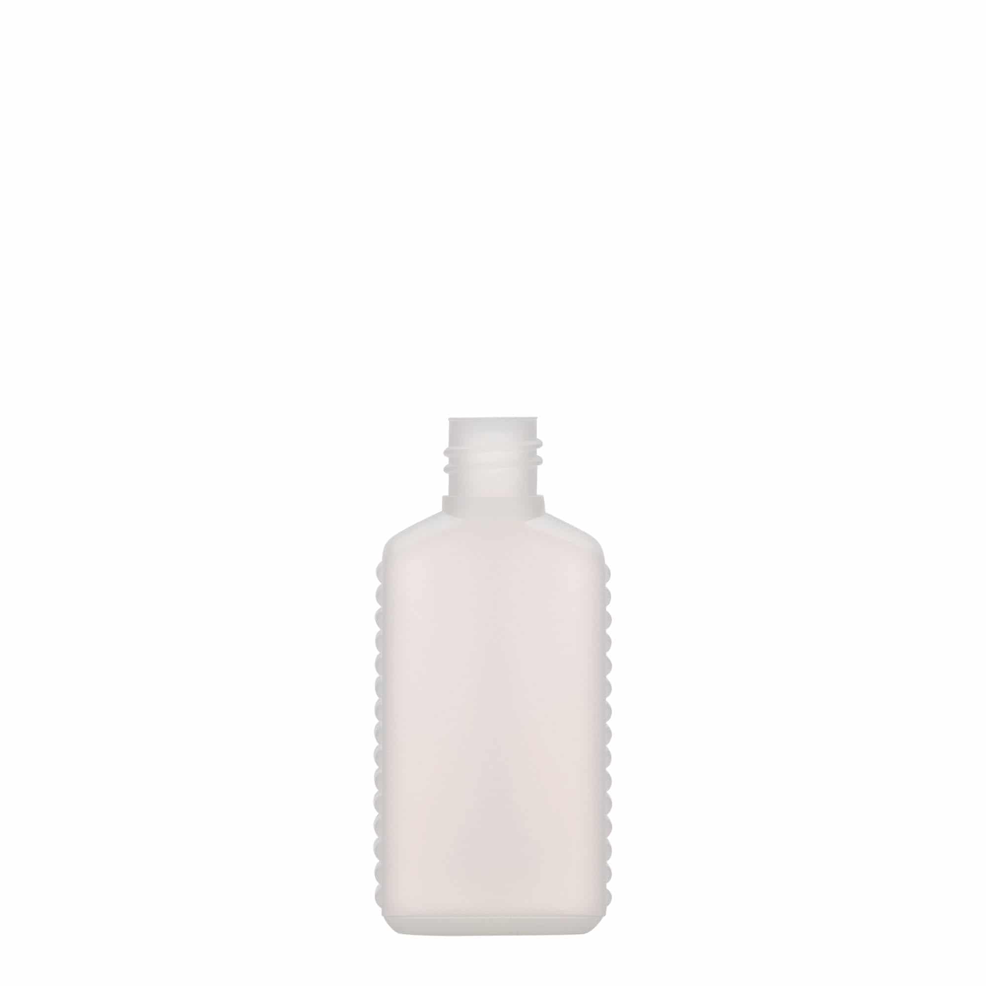 50 ml φιάλη καναister με στενό λαιμό, ορθογώνια, πλαστικό HDPE, φυσικό, στόμιο: DIN 18 50 ml φιάλη καναister με στενό λαιμό, ορθογώνια, πλαστικό HDPE, φυσικό, στόμιο: DIN 18