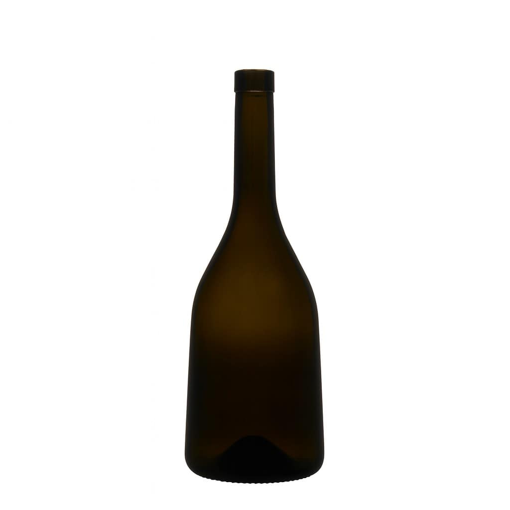 750 ml γυάλινο μπουκάλι 'Rustica', παλαιωμένο πράσινο, στόμιο: φελλός