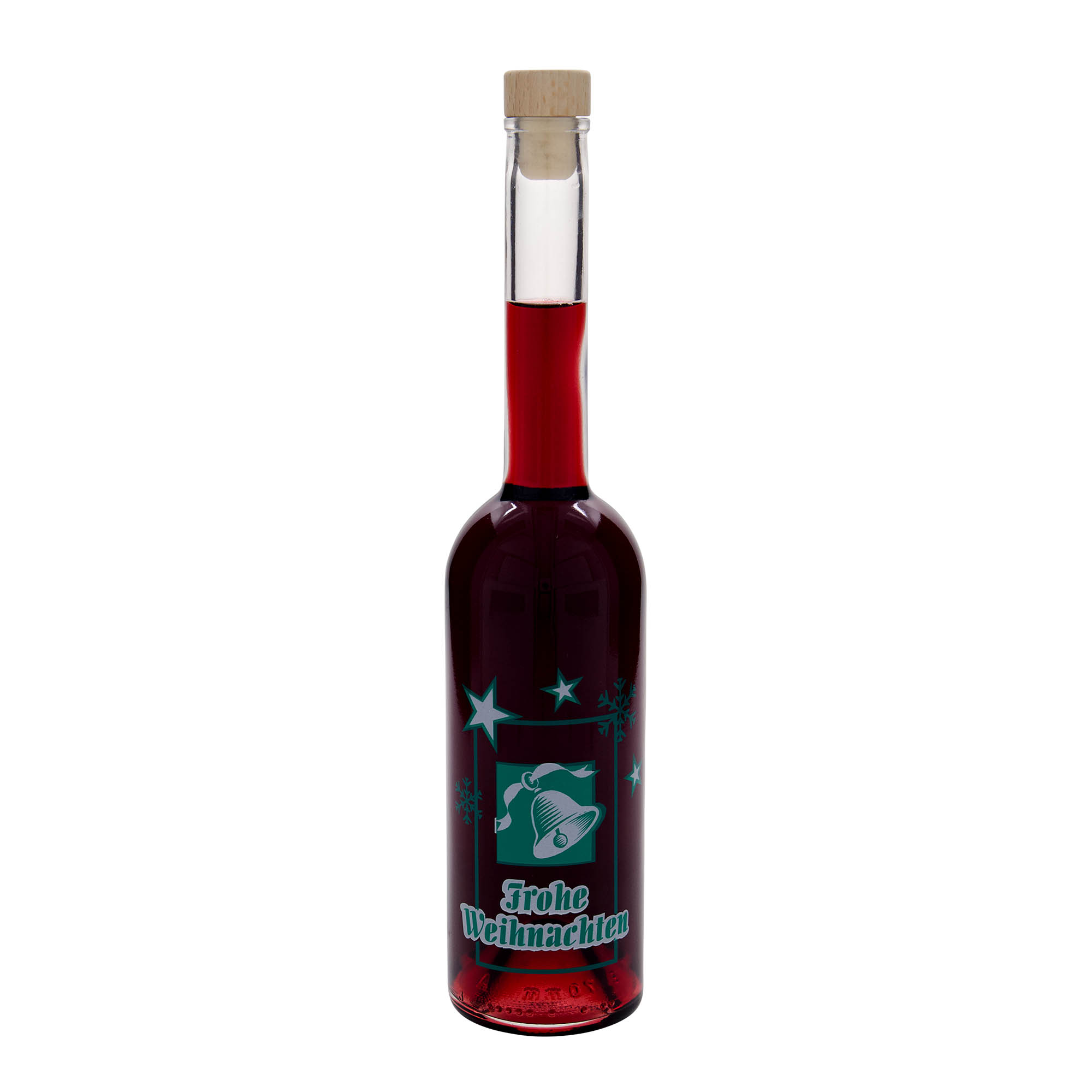 500 ml γυάλινο μπουκάλι 'Opera', σχέδιο: Καλά Χριστούγεννα, στόμιο: φελλός
