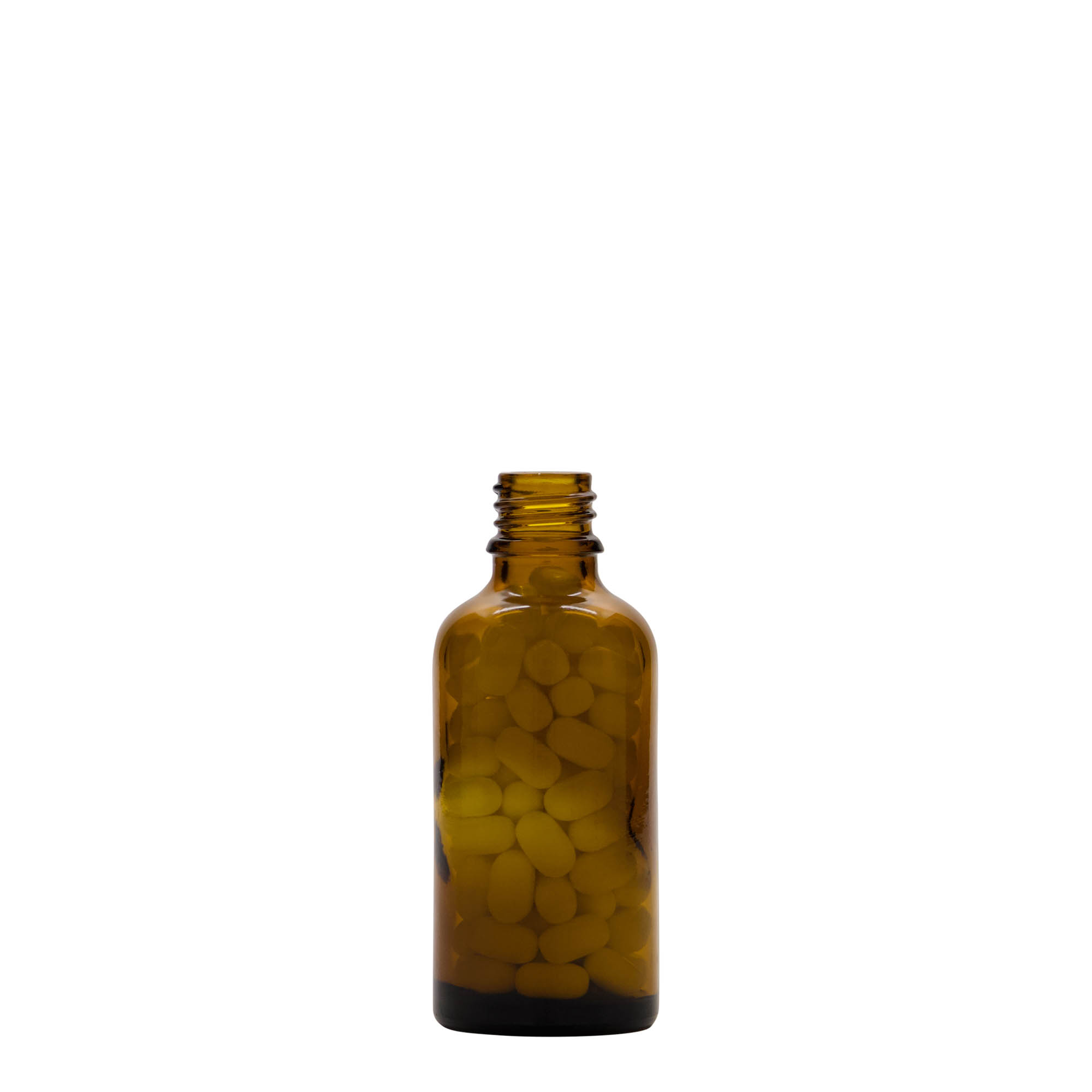 50 ml φιαλίδιο φαρμάκου, γυαλί, καφέ, στόμιο: DIN 18