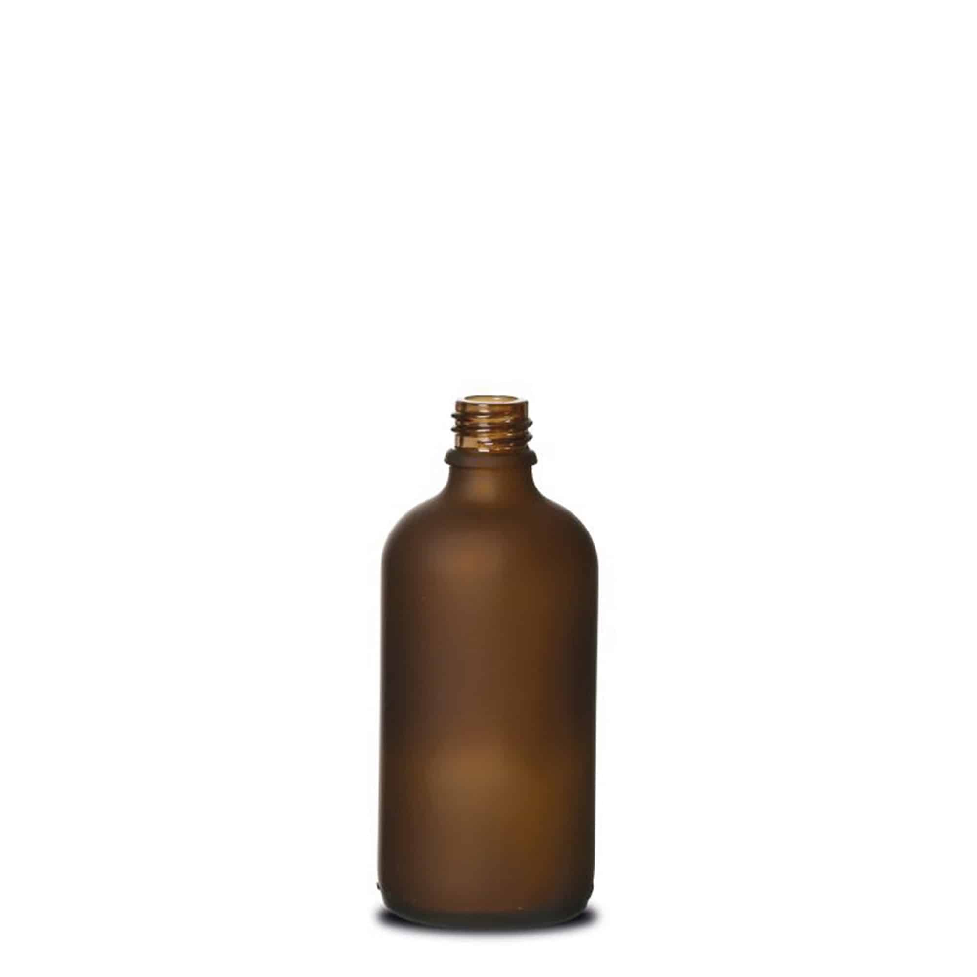 100 ml φαρμακευτικό μπουκάλι, γυαλί, καφέ ματ, στόμιο: DIN 18