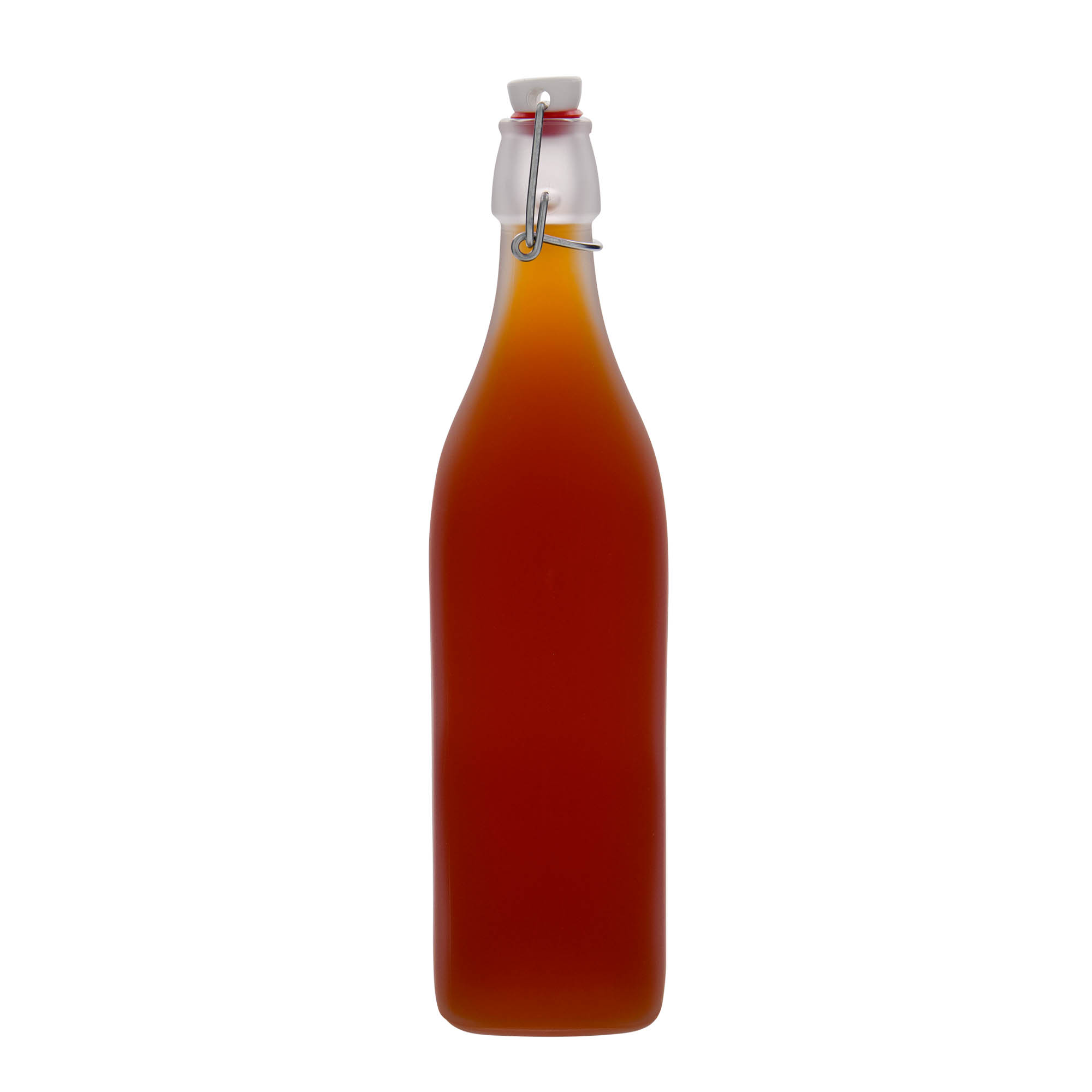 1.000 ml γυάλινο μπουκάλι 'Swing, τετράγωνο, παγωμένο, στόμιο: κλείσιμο με μοχλό 1.000 ml γυάλινο μπουκάλι 'Swing, τετράγωνο, παγωμένο, στόμιο: κλείσιμο με μοχλό