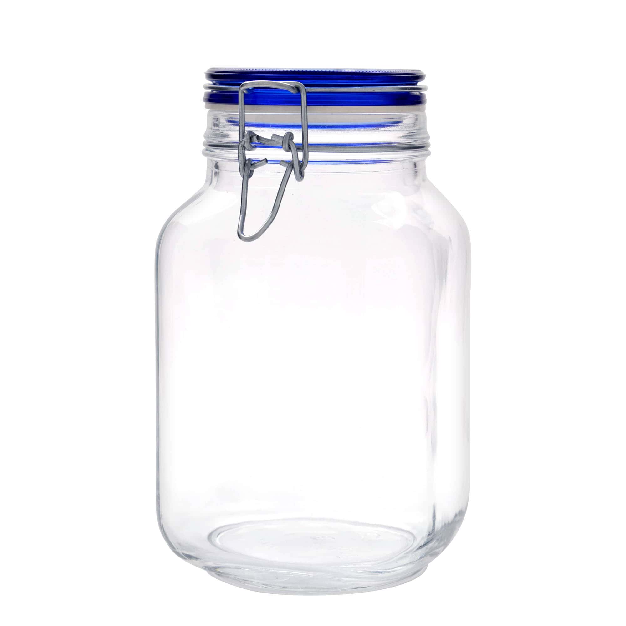 2.000 ml βάζο με σύρμα 'Fido' με μπλε καπάκι, τετράγωνο, στόμιο: κλείσιμο με σύρμα