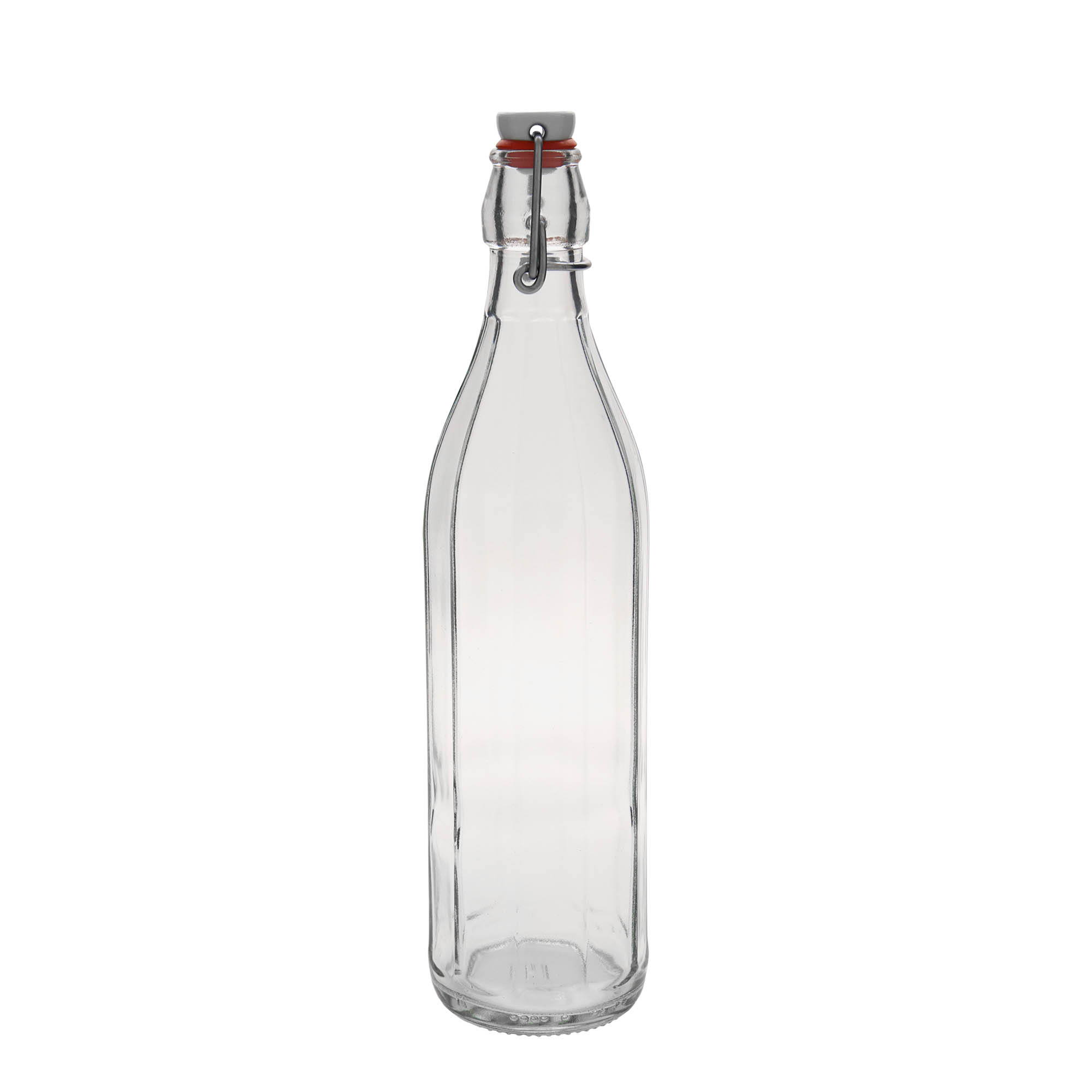 750 ml γυάλινο μπουκάλι 'Bravo', δεκαγωνικό, στόμιο: κλείσιμο με μεταλλικό κλιπ