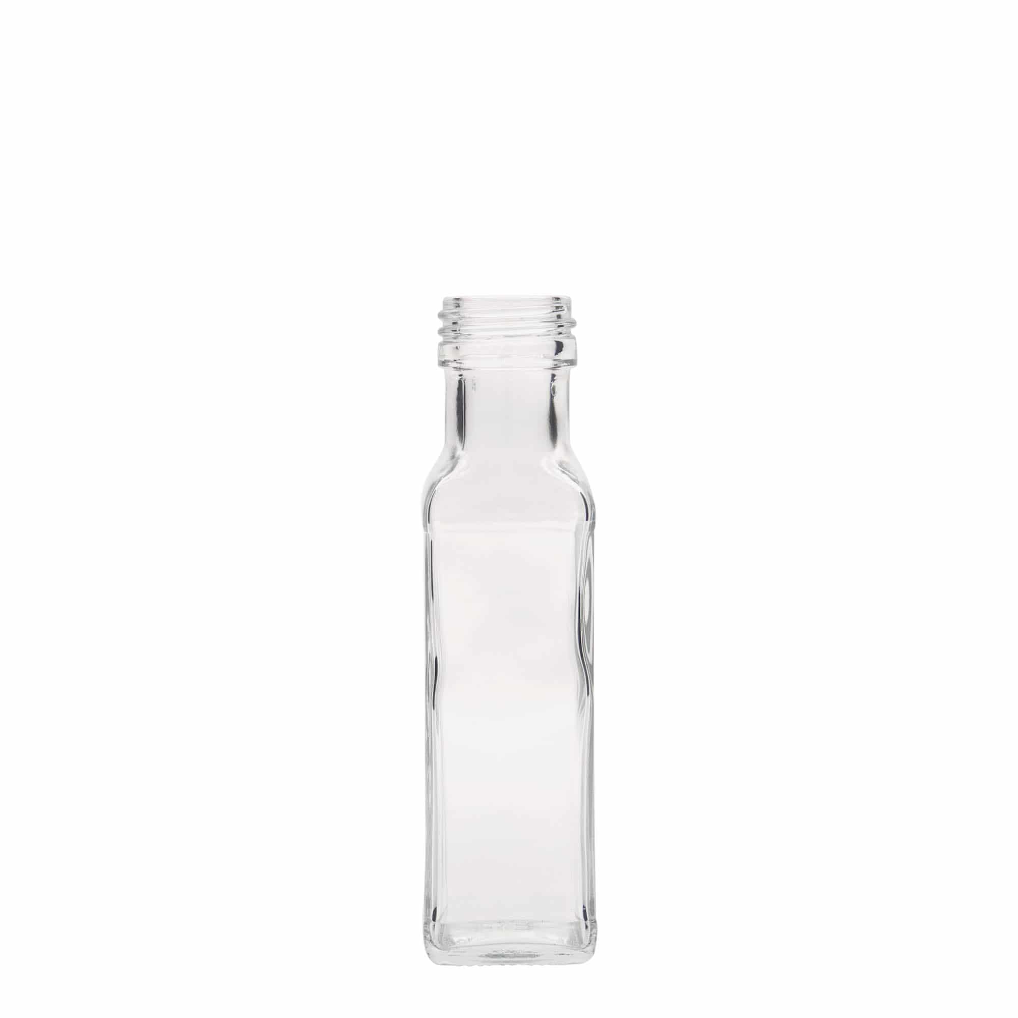 100 ml γυάλινο μπουκάλι 'Marasca', τετράγωνο, στόμιο: PP 31,5