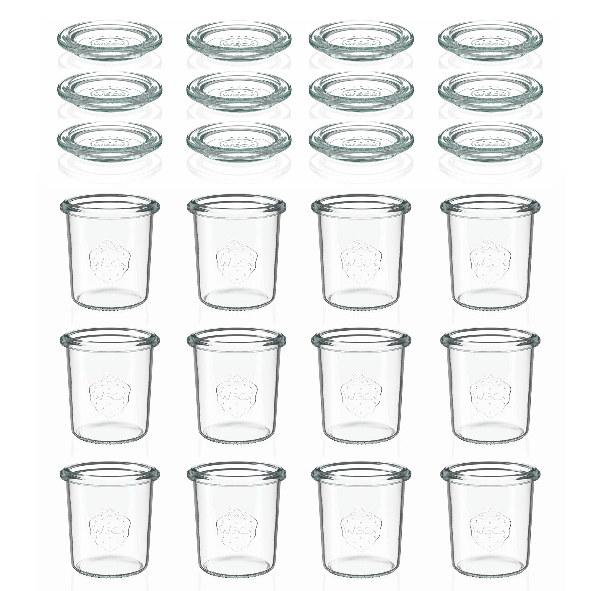 12x Κυλινδρικό βάζο WECK 160 ml με γυάλινο καπάκι RR 60
