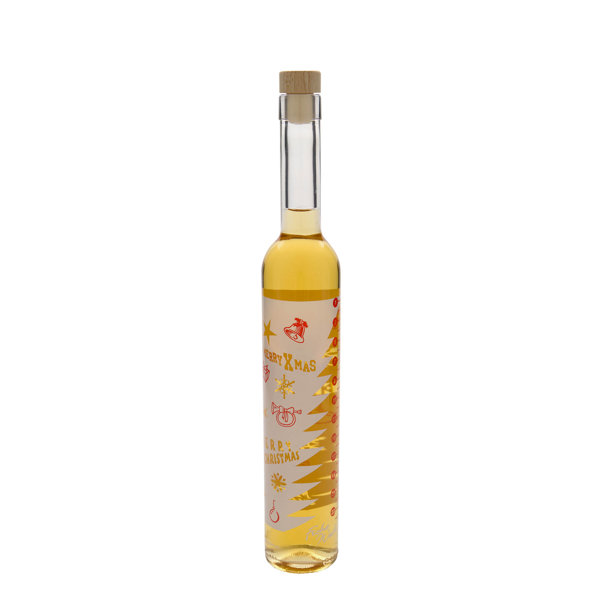 500 ml γυάλινο μπουκάλι Maximo με εκτύπωση 'Ημερολόγιο Advent', στόμιο: φελλός