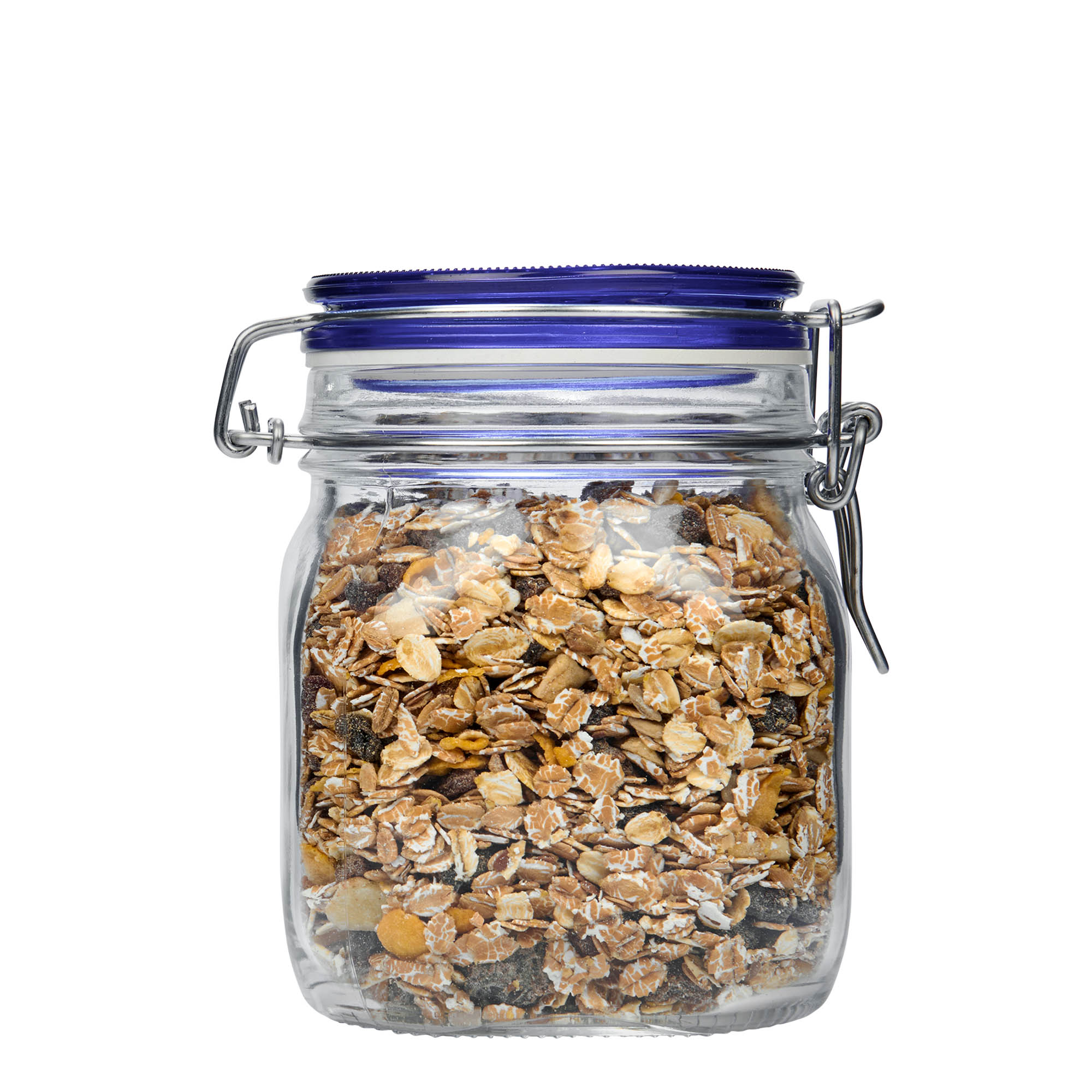 750 ml γυάλινο βάζο με σύρμα κλεισίματος 'Fido' μπλε καπάκι, τετράγωνο, στόμιο: κλείσιμο με σύρμα 750 ml γυάλινο βάζο με σύρμα κλεισίματος 'Fido' μπλε καπάκι, τετράγωνο, στόμιο: κλείσιμο με σύρμα