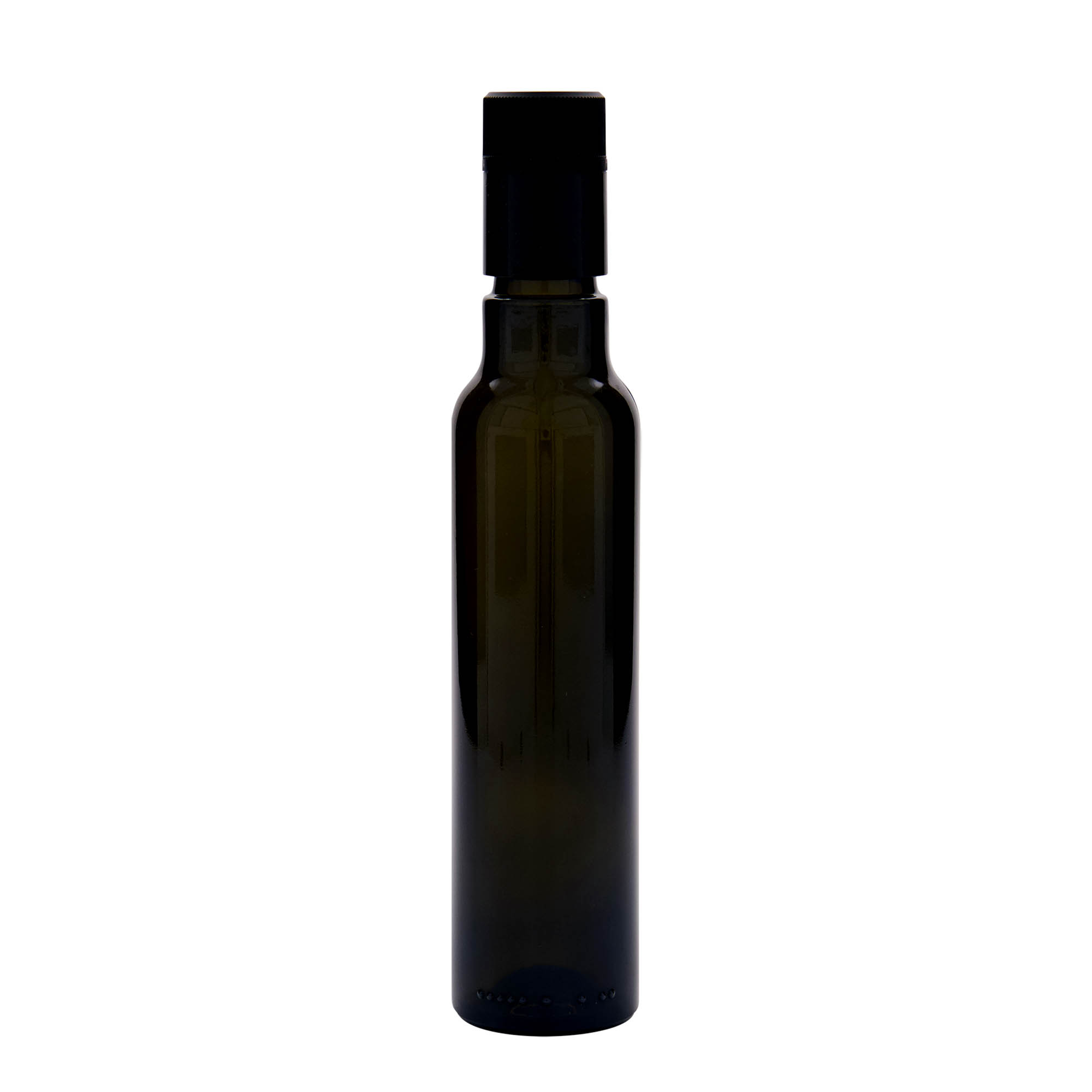 250 ml μπουκάλι ξυδιού/λαδιού 'Willy New', γυαλί, παλαιωμένο πράσινο, στόμιο: DOP