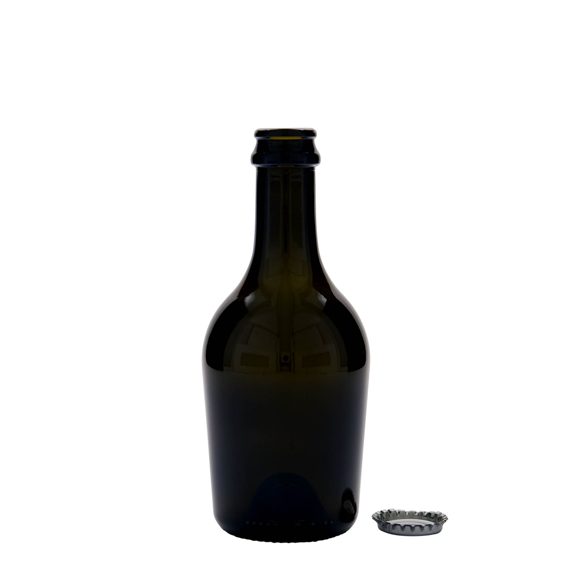 330 ml μπουκάλι μπύρας/σαμπάνιας 'Butterfly', γυαλί, παλαιωμένο πράσινο, στόμιο: καπάκι crown cork
