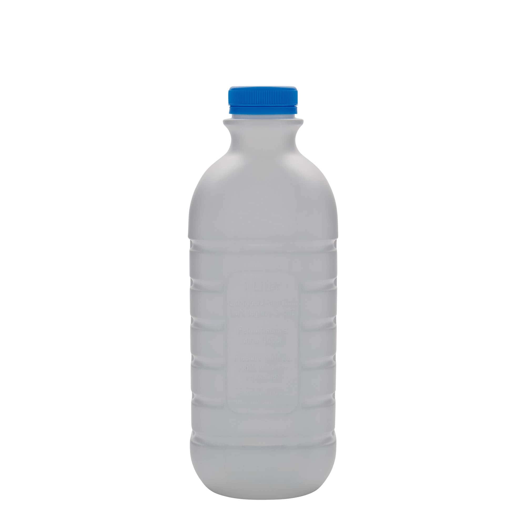 1.000 ml μπουκάλι γάλακτος, ορθογώνιο, πλαστικό HDPE, λευκό, στόμιο: PEHD40