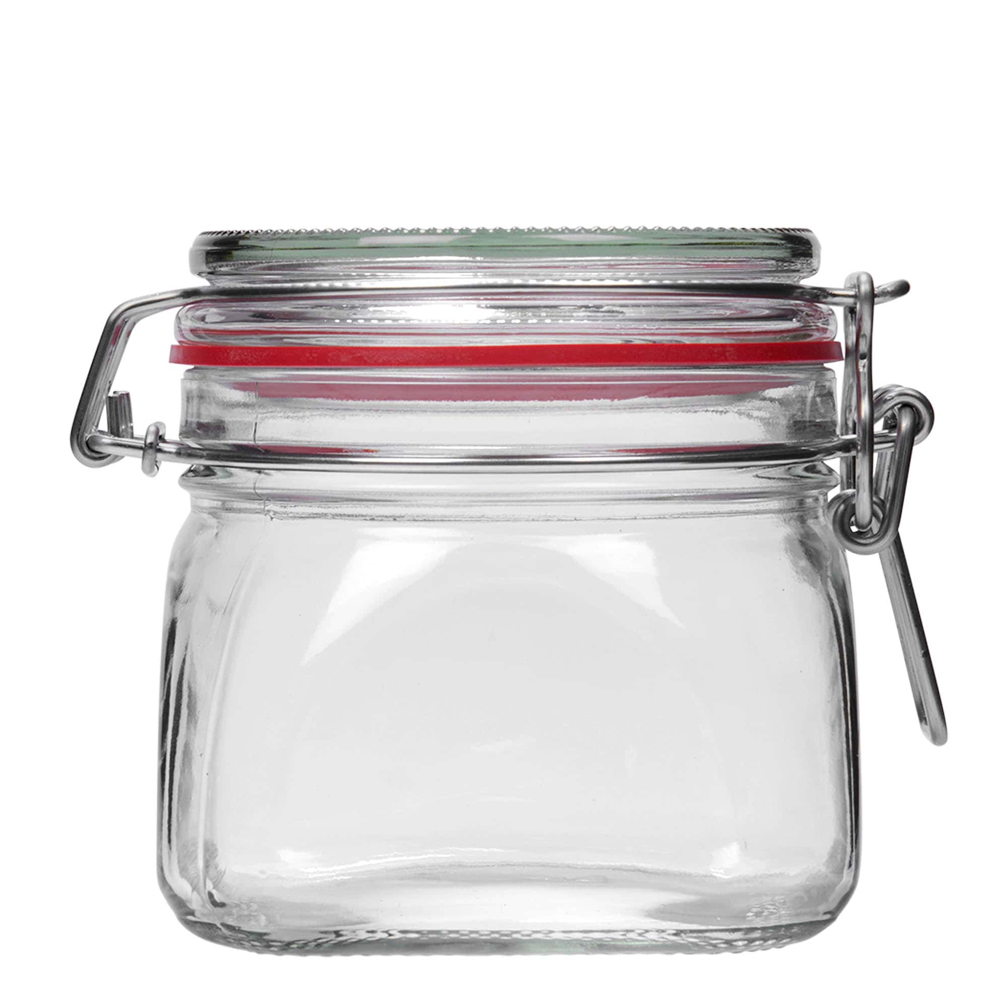 Βάζο με καπάκι με κλιπ 550 ml, τετράγωνο, στόμιο: καπάκι με κλιπ