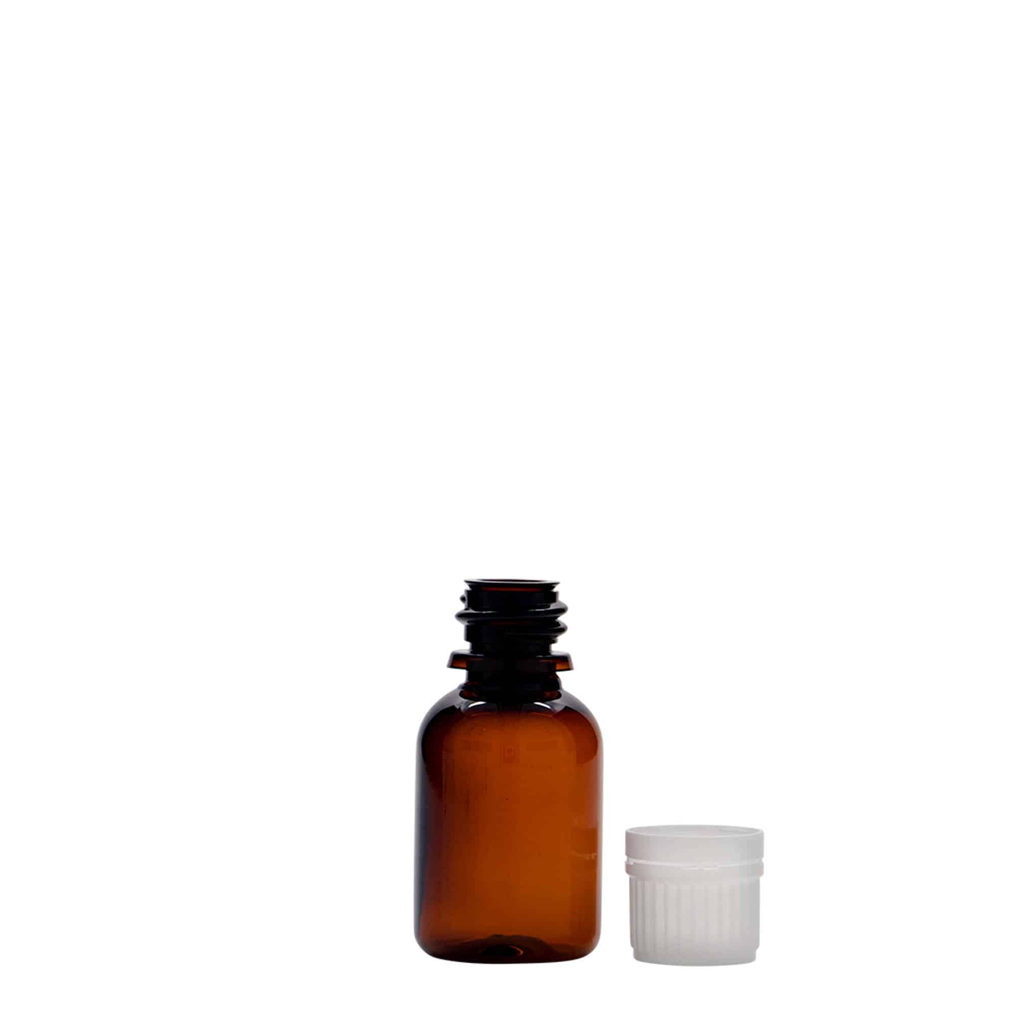 20 ml φιάλη φαρμάκου PET 'Easy Living', καφέ, πλαστικό, στόμιο: DIN 18