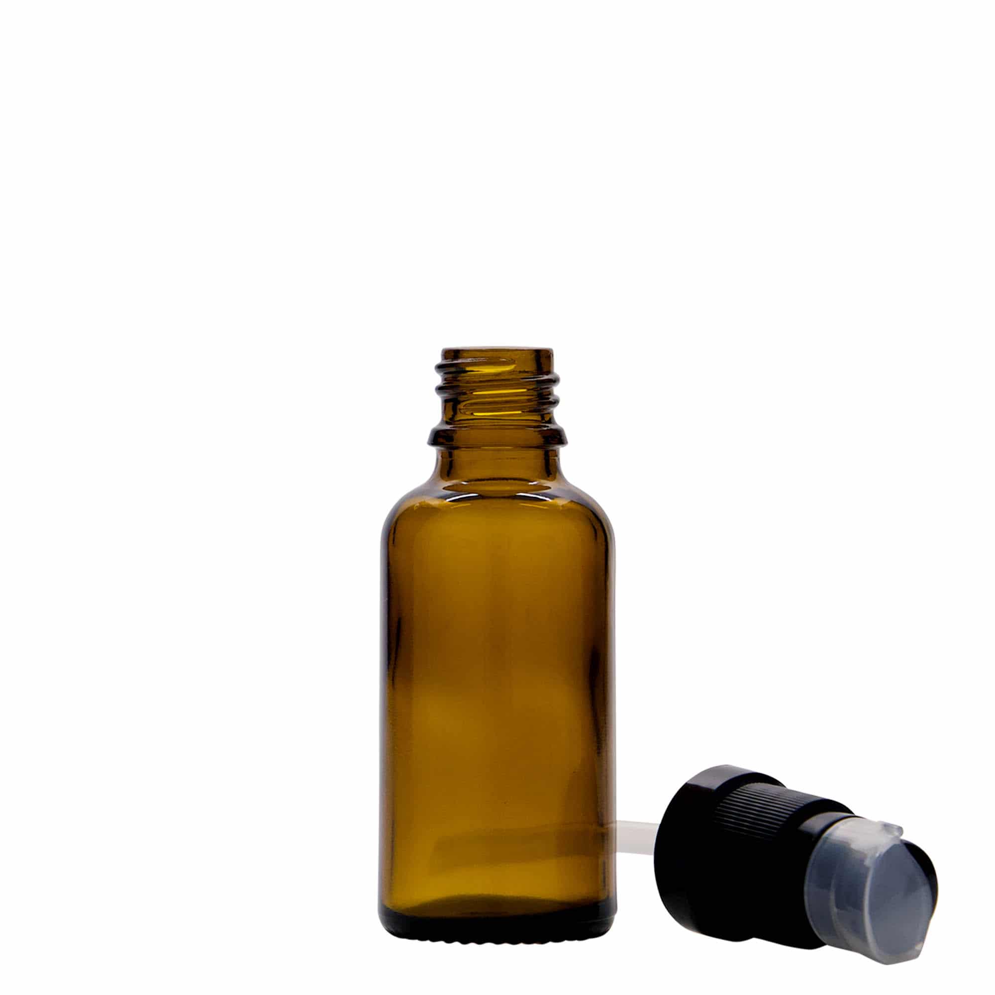 30 ml ιατρικό φιαλίδιο με αντλία λοσιόν, γυαλί, καφέ, στόμιο: DIN 18