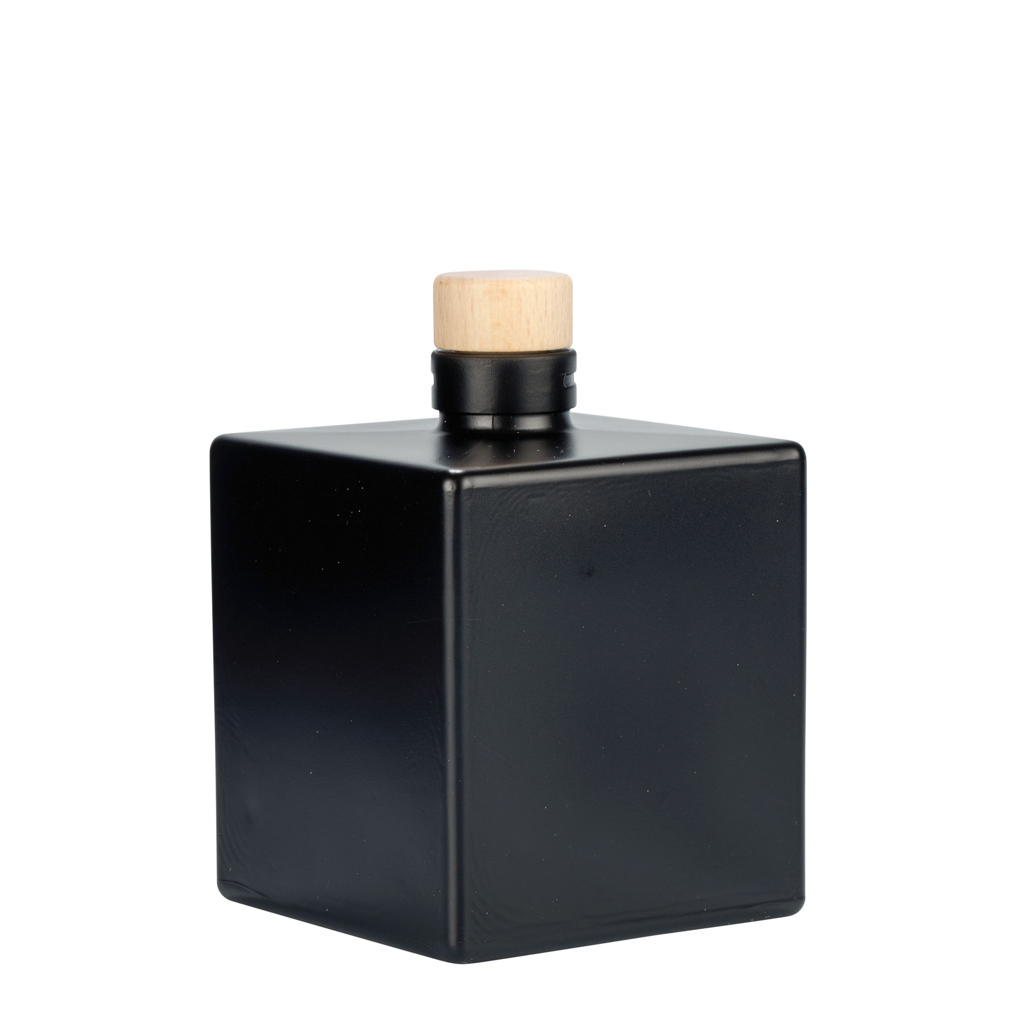 500 ml γυάλινο μπουκάλι 'Cube', τετράγωνο, μαύρο, στόμιο: φελλός