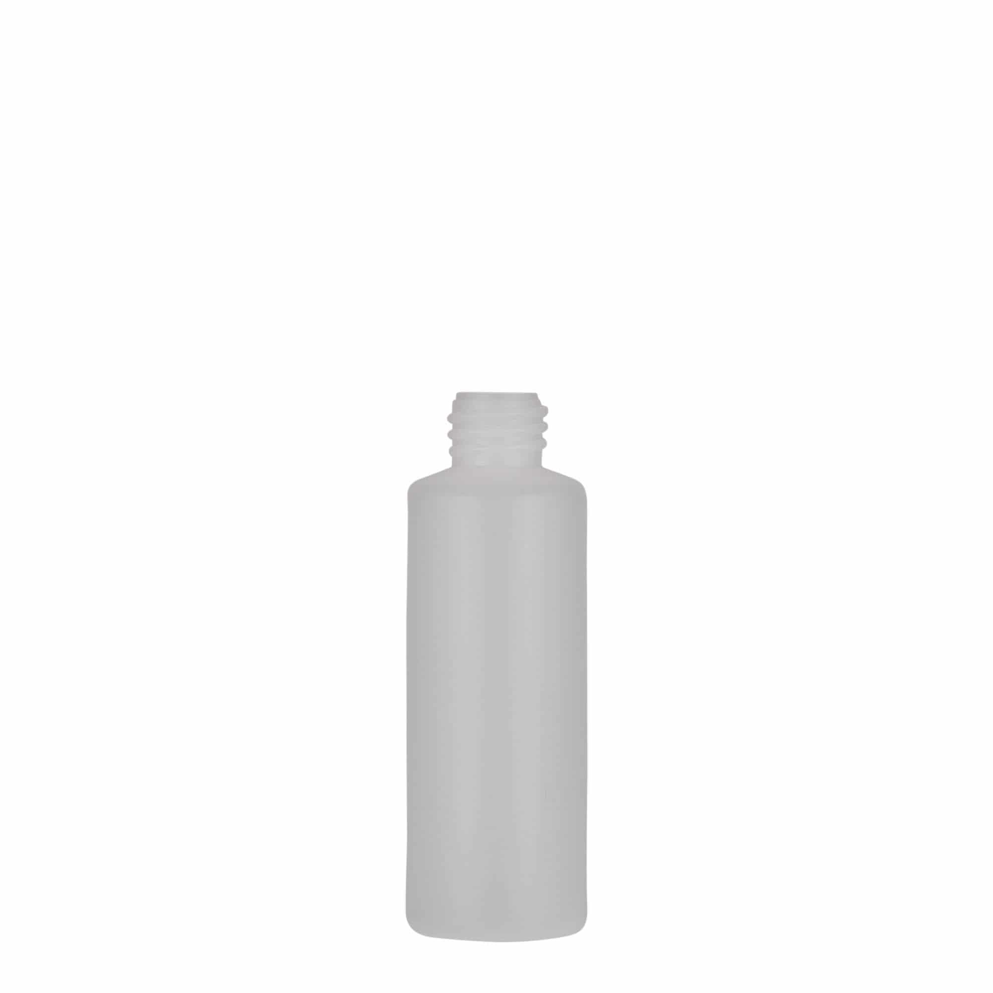 Στρογγυλό μπουκάλι 50 ml, πλαστικό PE, φυσικό χρώμα, στόμιο: βιδωτό πώμα