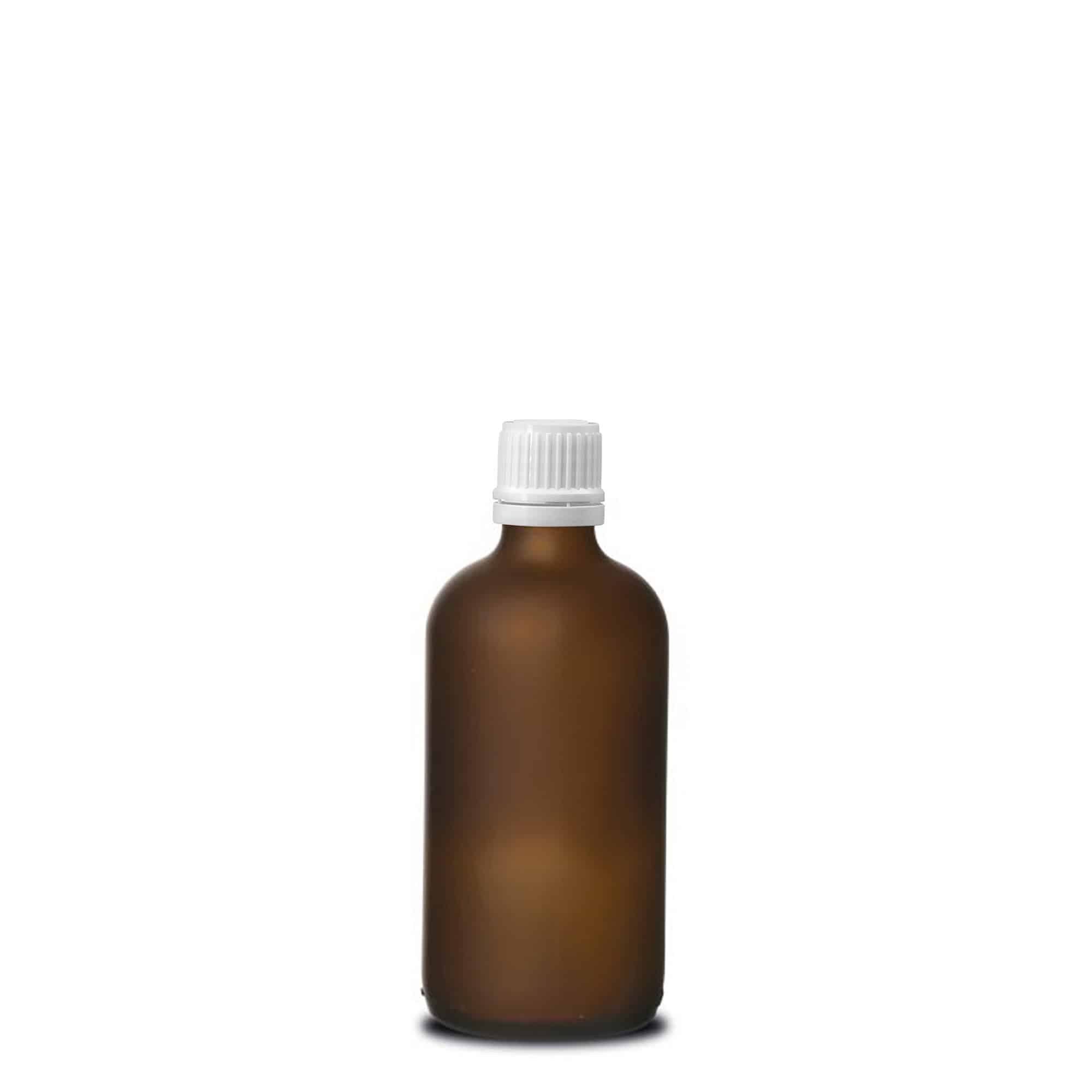 100 ml φαρμακευτικό μπουκάλι, γυαλί, καφέ ματ, στόμιο: DIN 18