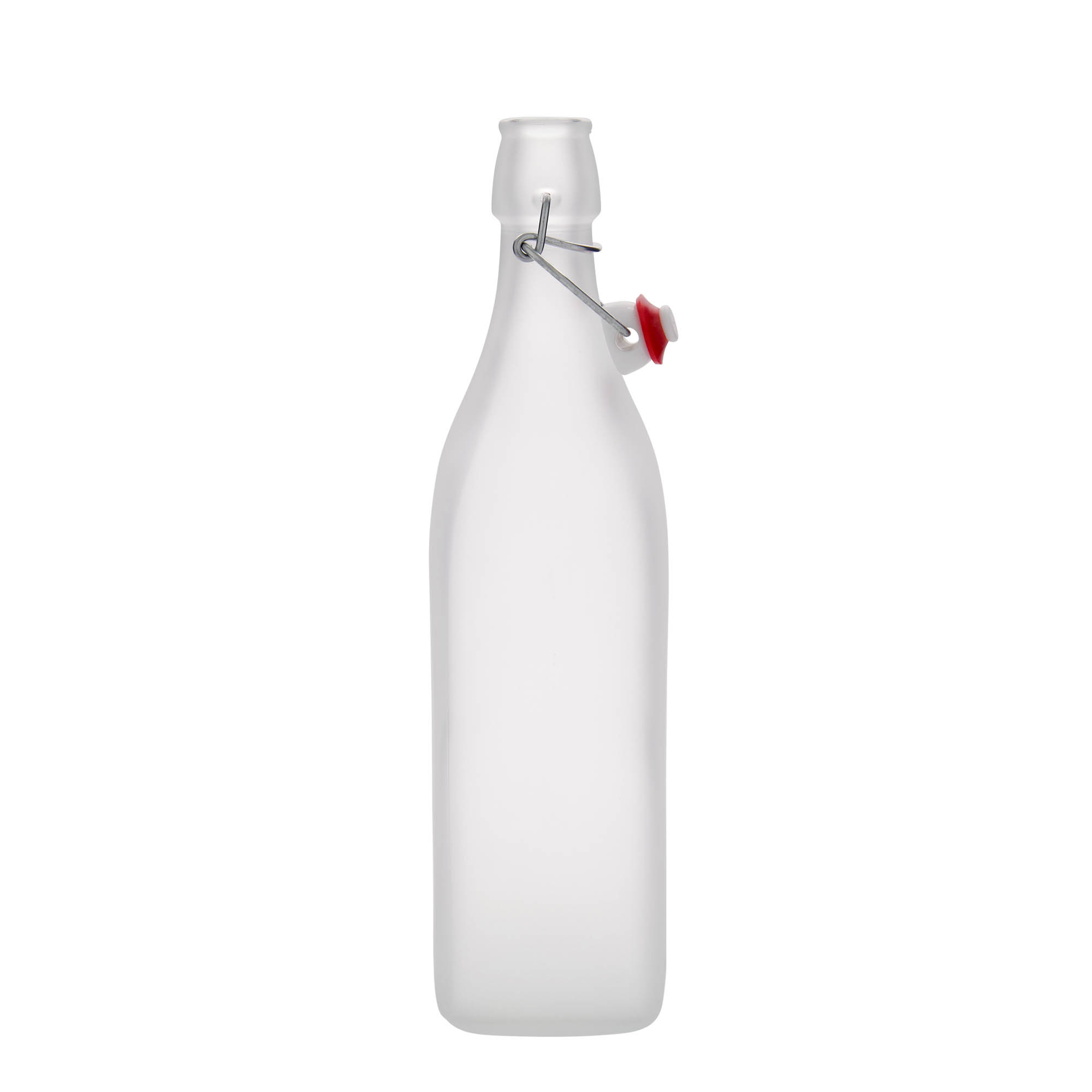 1.000 ml γυάλινο μπουκάλι 'Swing, τετράγωνο, παγωμένο, στόμιο: κλείσιμο με μοχλό
