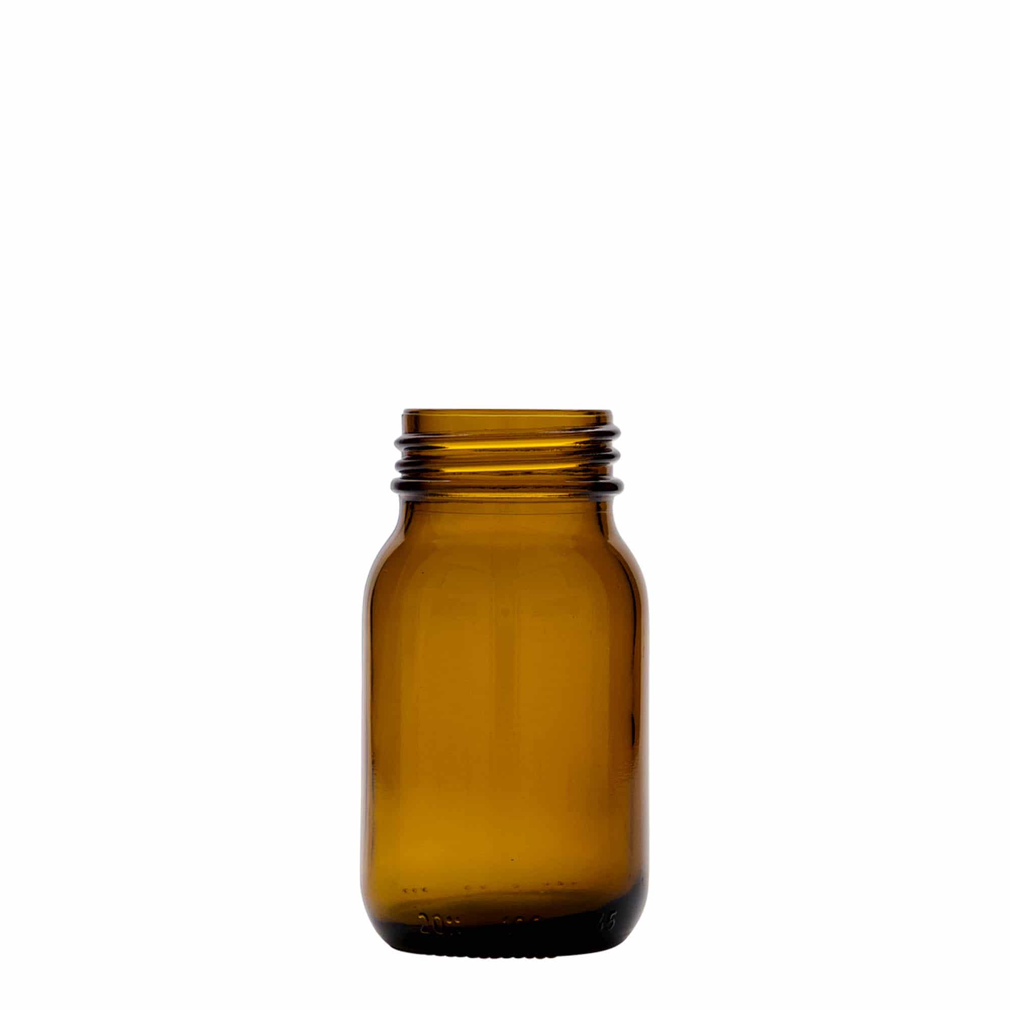 100 ml γυάλινο βάζο με φαρδύ λαιμό, καφέ, στόμιο: DIN 40
