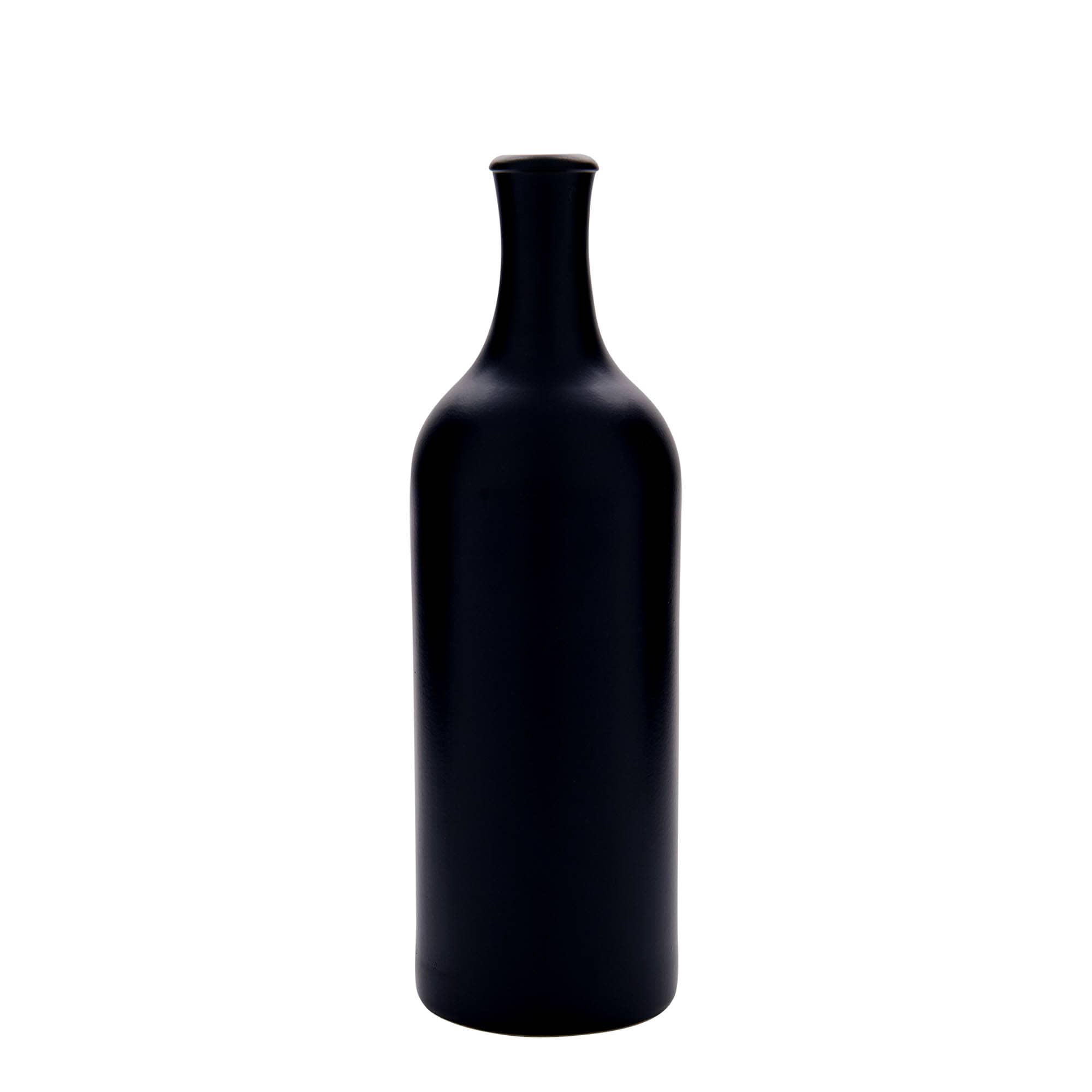 Κεραμικό μπουκάλι με μακρύ λαιμό 750 ml, κεραμικό, μαύρο, στόμιο: φελλός