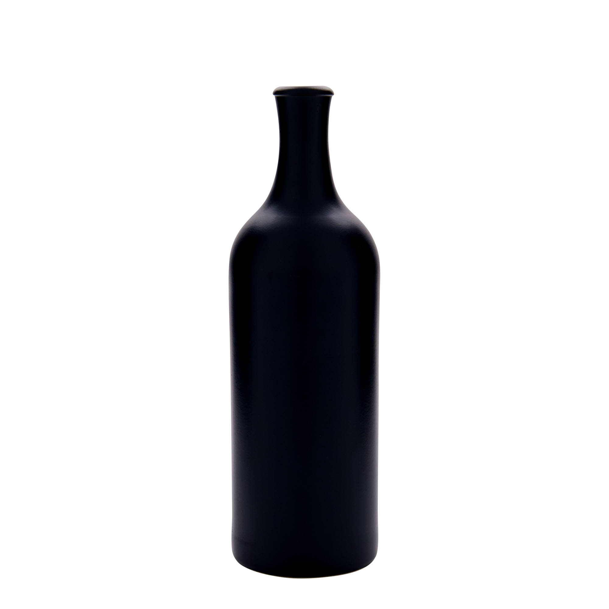 750 ml βάζο με μακρύ λαιμό, από πέτρινο σκεύος, μαύρο, στόμιο: φελλός
