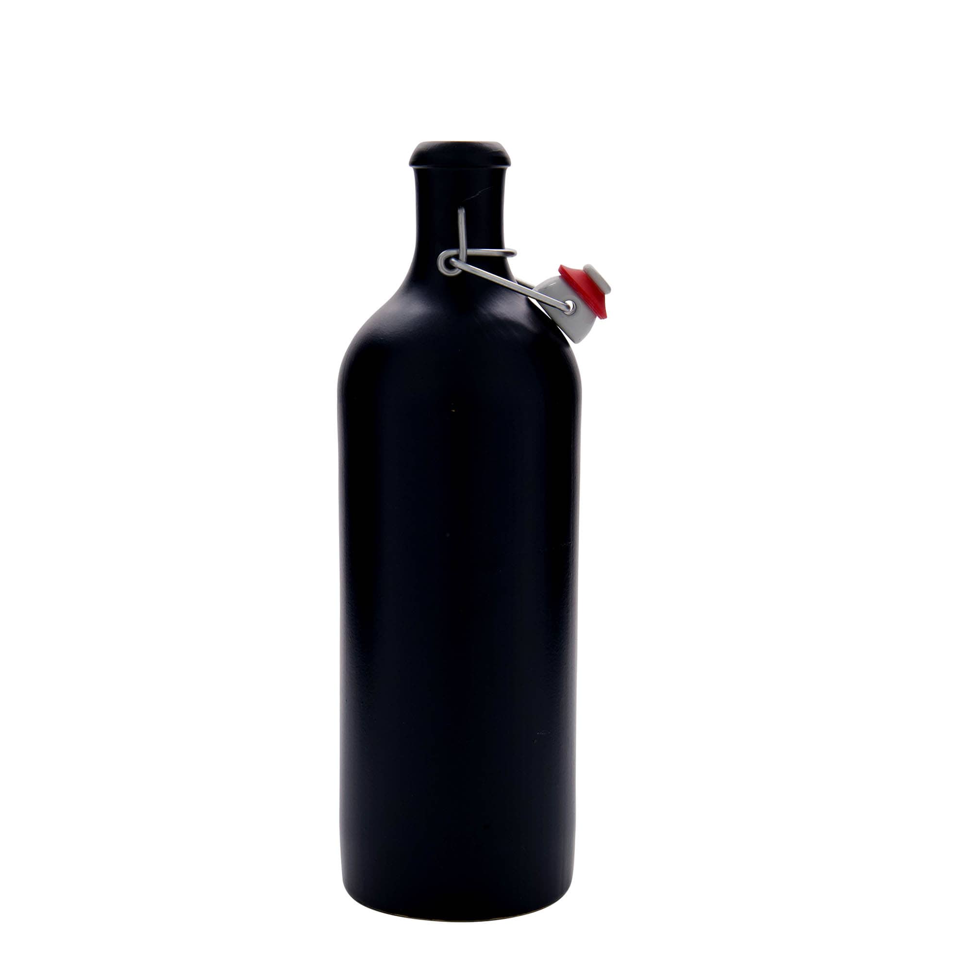 750 ml πιθάρι από πήλινο υλικό, μαύρο, στόμιο: κλείσιμο με μεταλλικό μπρούτζινο κλιπ