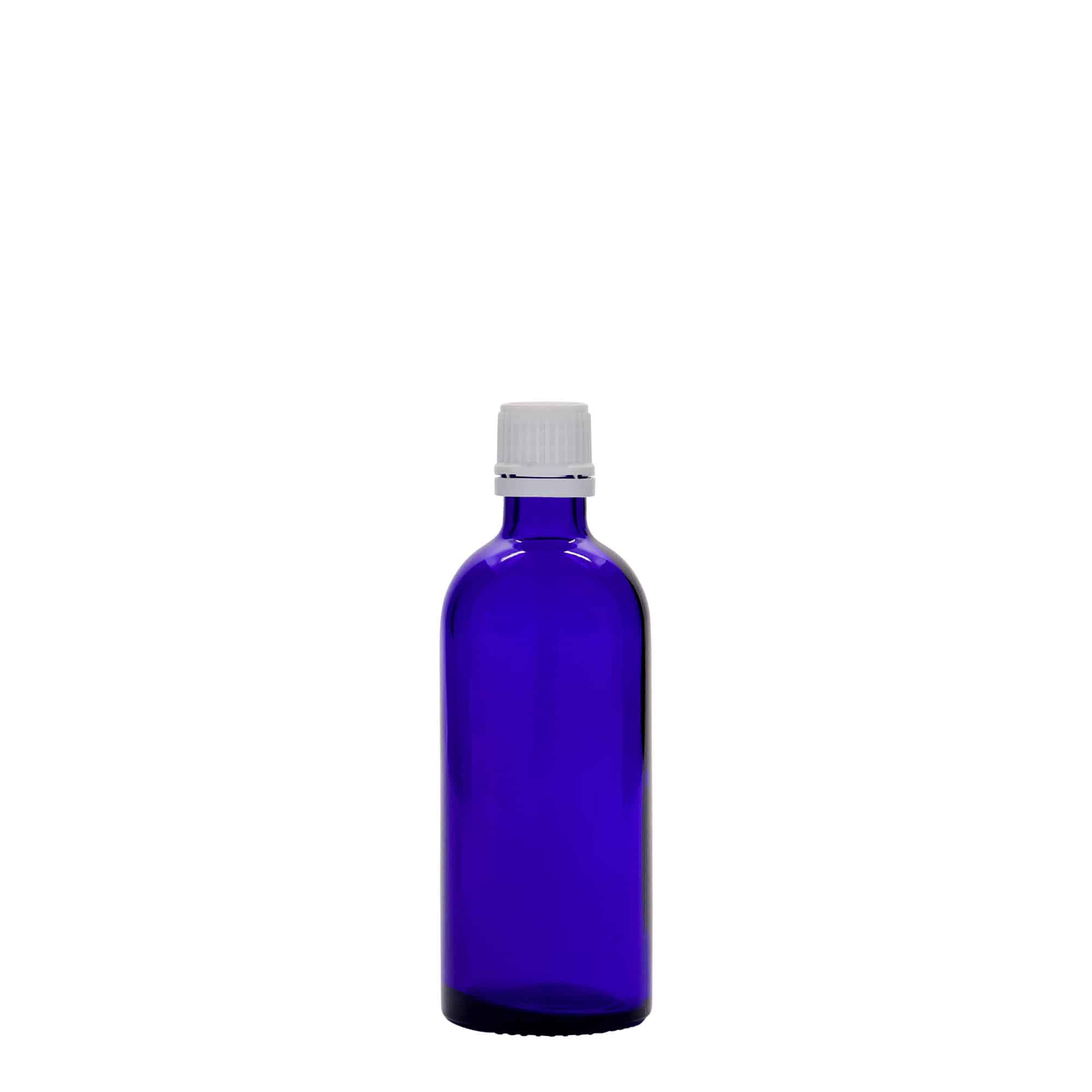100 ml φιαλίδιο φαρμάκου, γυαλί, βασιλικό μπλε, στόμιο: DIN 18