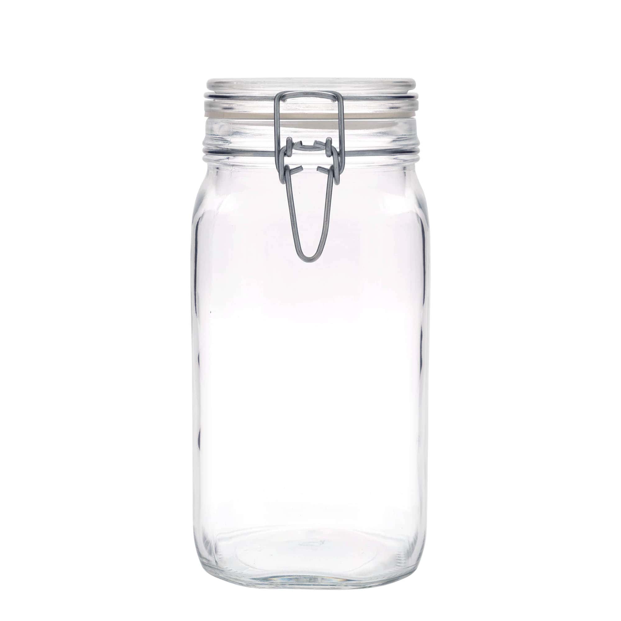 1.500 ml γυάλινο βάζο με σύρμα κλεισίματος 'Fido', τετράγωνο, στόμιο: κλείσιμο με σύρμα