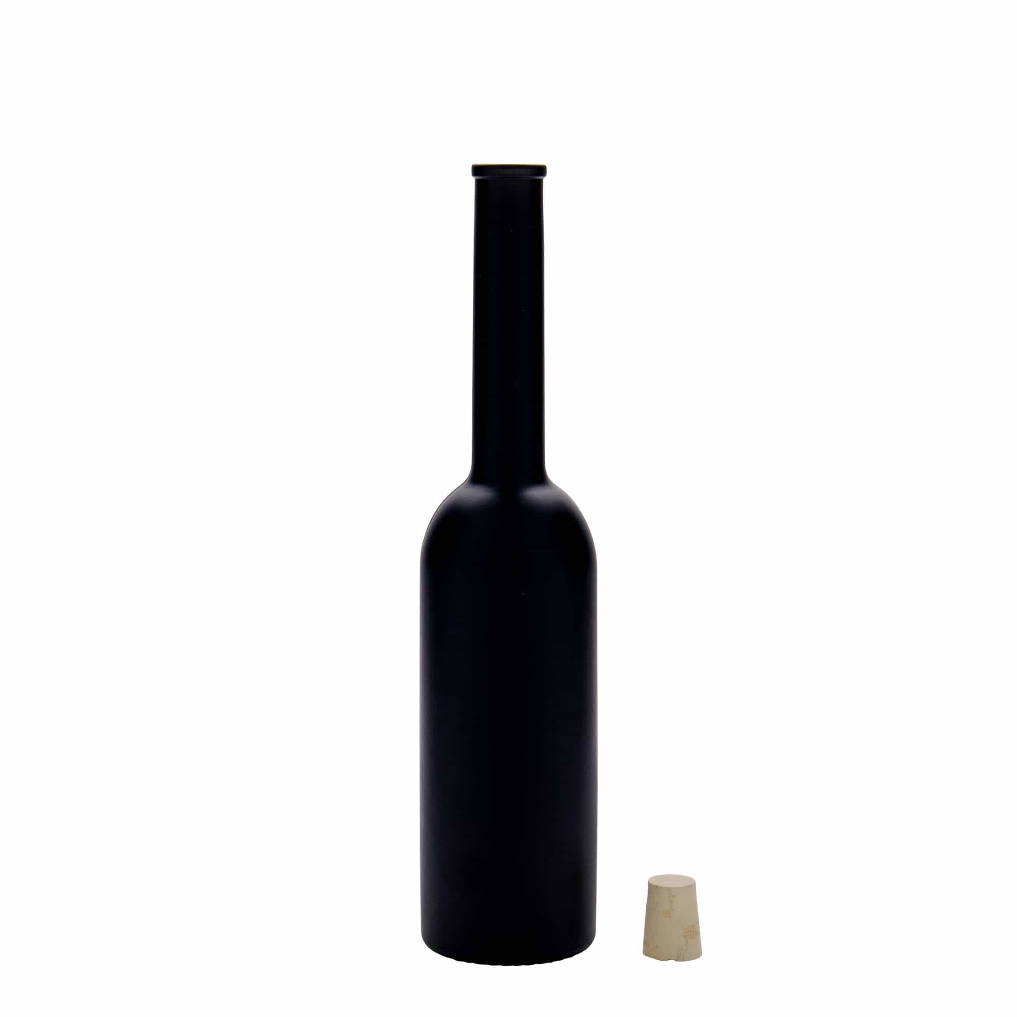 200 ml γυάλινο μπουκάλι 'Όπερα', μαύρο, στόμιο: φελλός