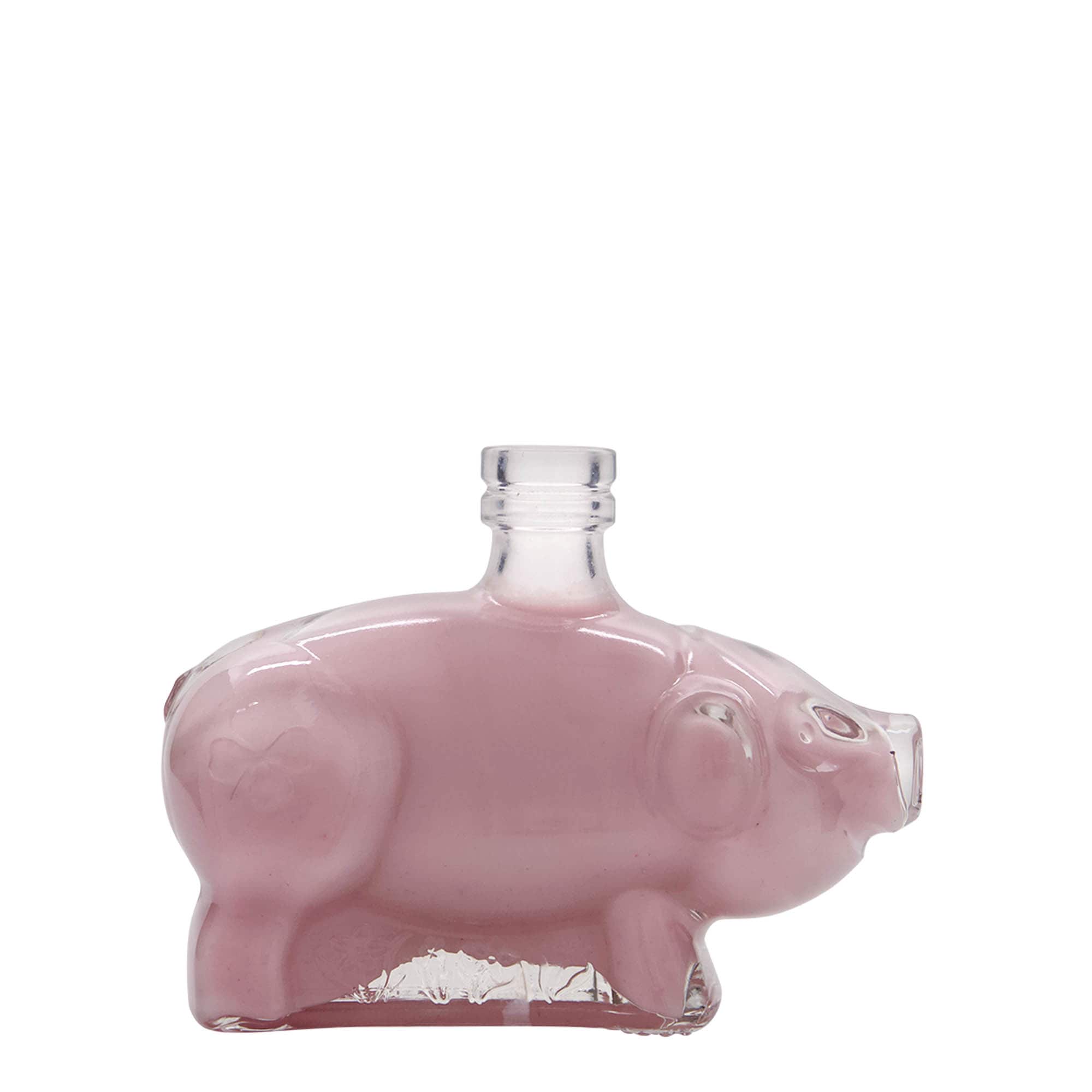 200 ml γυάλινο μπουκάλι 'Γουρουνάκι της τύχης', στόμιο: φελλός