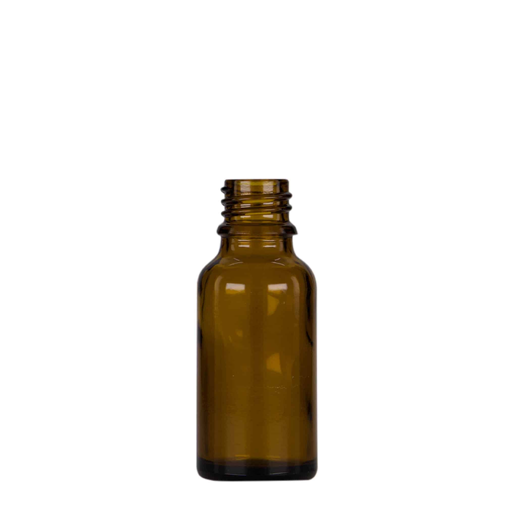 20 ml φιαλίδιο με πιπέτα, ιατρικό, γυάλινο, καφέ-μαύρο, στόμιο: DIN 18