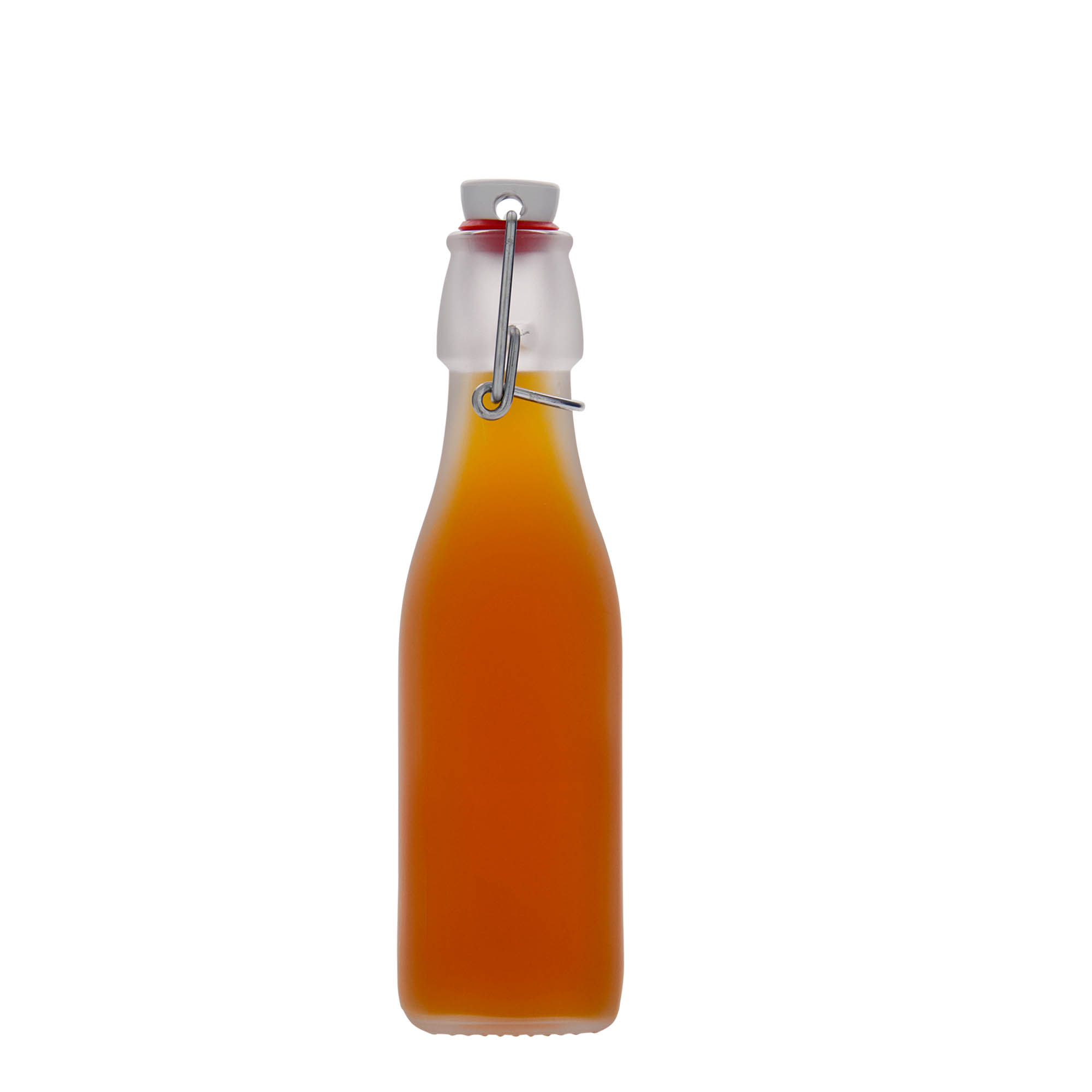 250 ml γυάλινο μπουκάλι 'Swing, τετράγωνο, λευκό, στόμιο: κλείσιμο με μπρούτζινο κλιπ 250 ml γυάλινο μπουκάλι 'Swing, τετράγωνο, λευκό, στόμιο: κλείσιμο με μπρούτζινο κλιπ