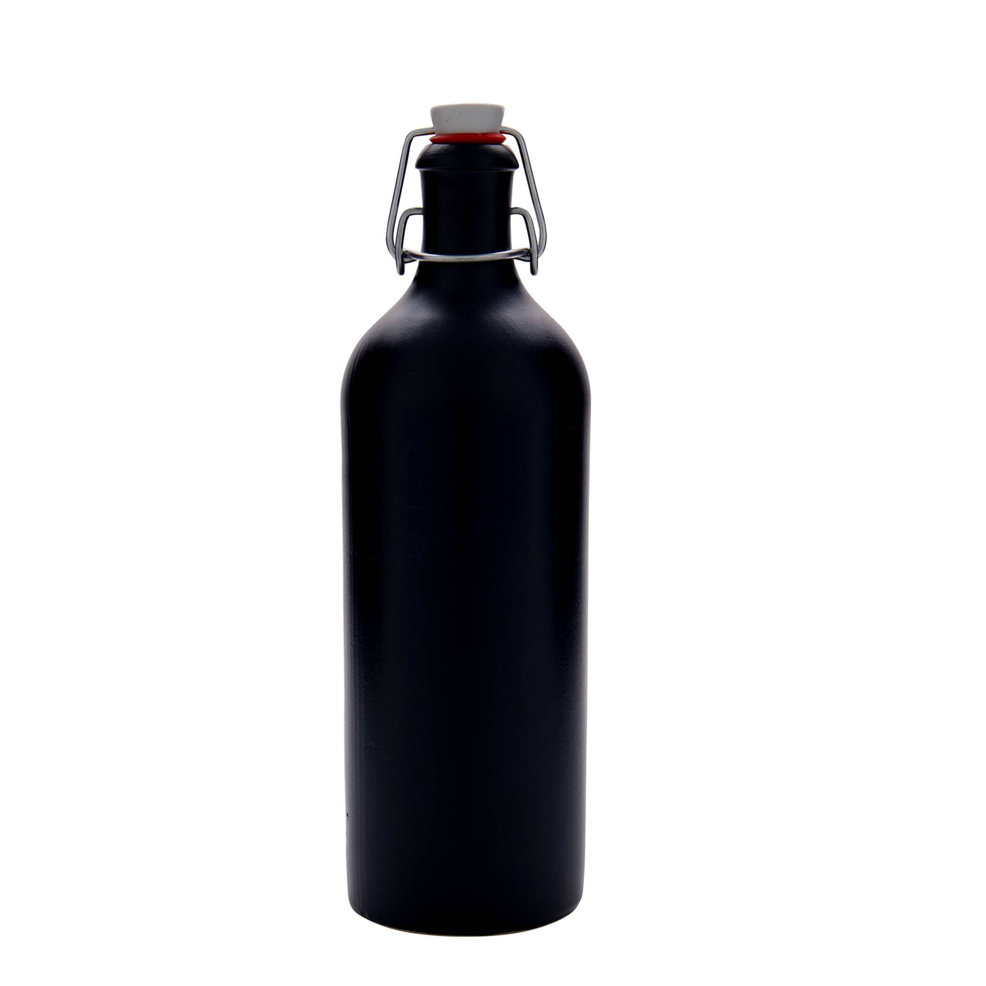 750 ml πιθάρι από πήλινο υλικό, μαύρο, στόμιο: κλείσιμο με μεταλλικό μπρούτζινο κλιπ
