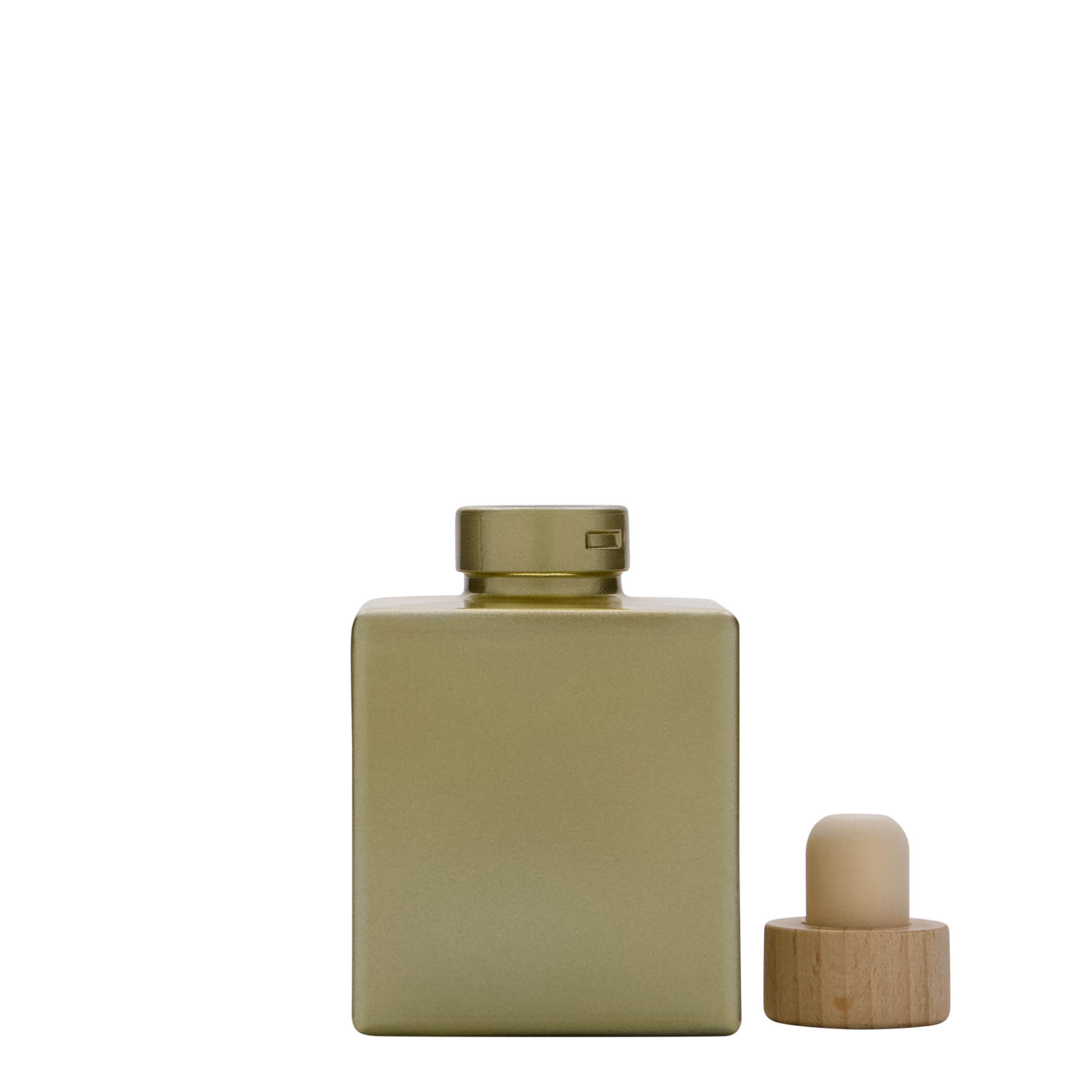 100 ml γυάλινο μπουκάλι 'Cube', τετράγωνο, χρυσό, στόμιο: φελλός