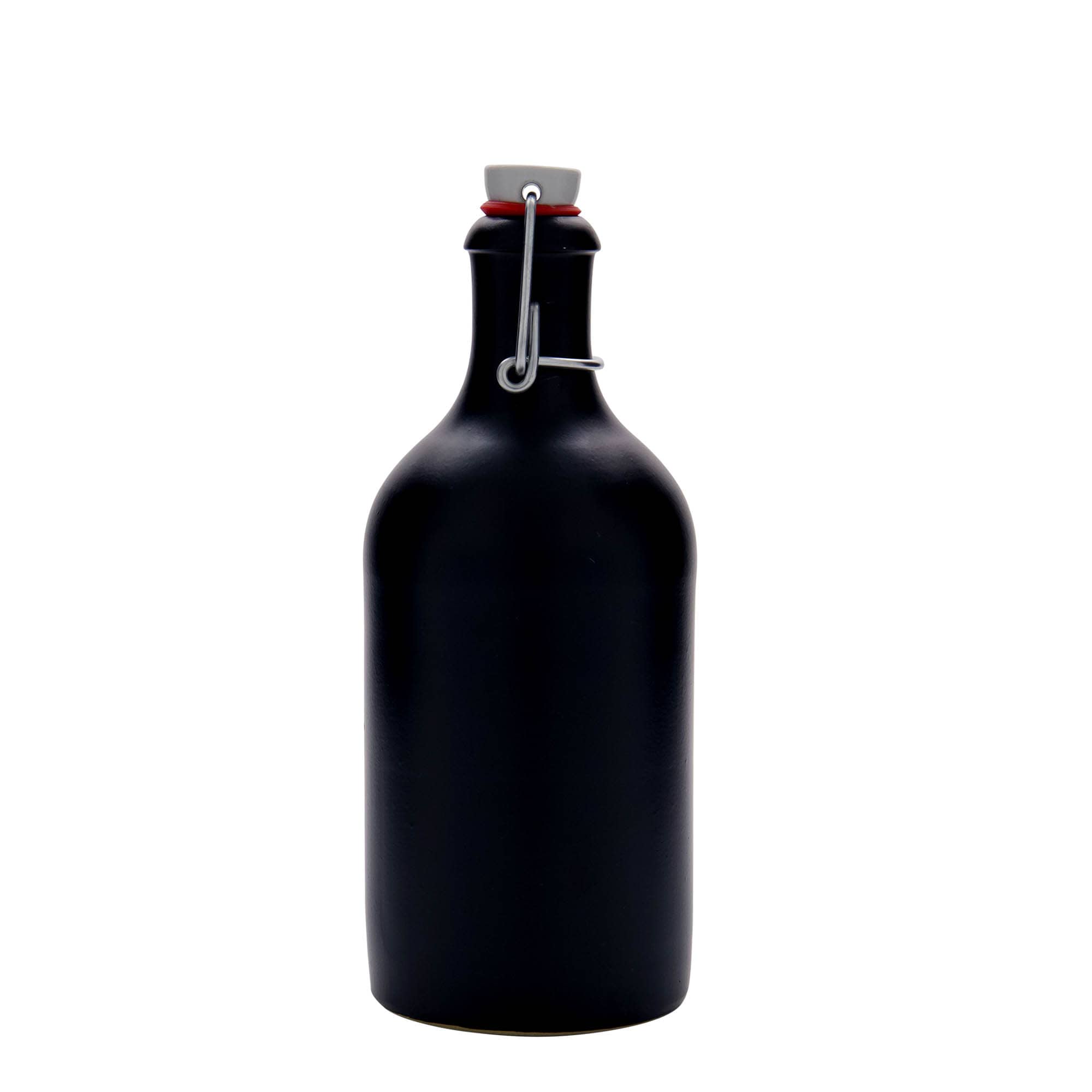 Κεραμικό μπουκάλι 500 ml, κεραμικό, μαύρο, στόμιο: φελλός