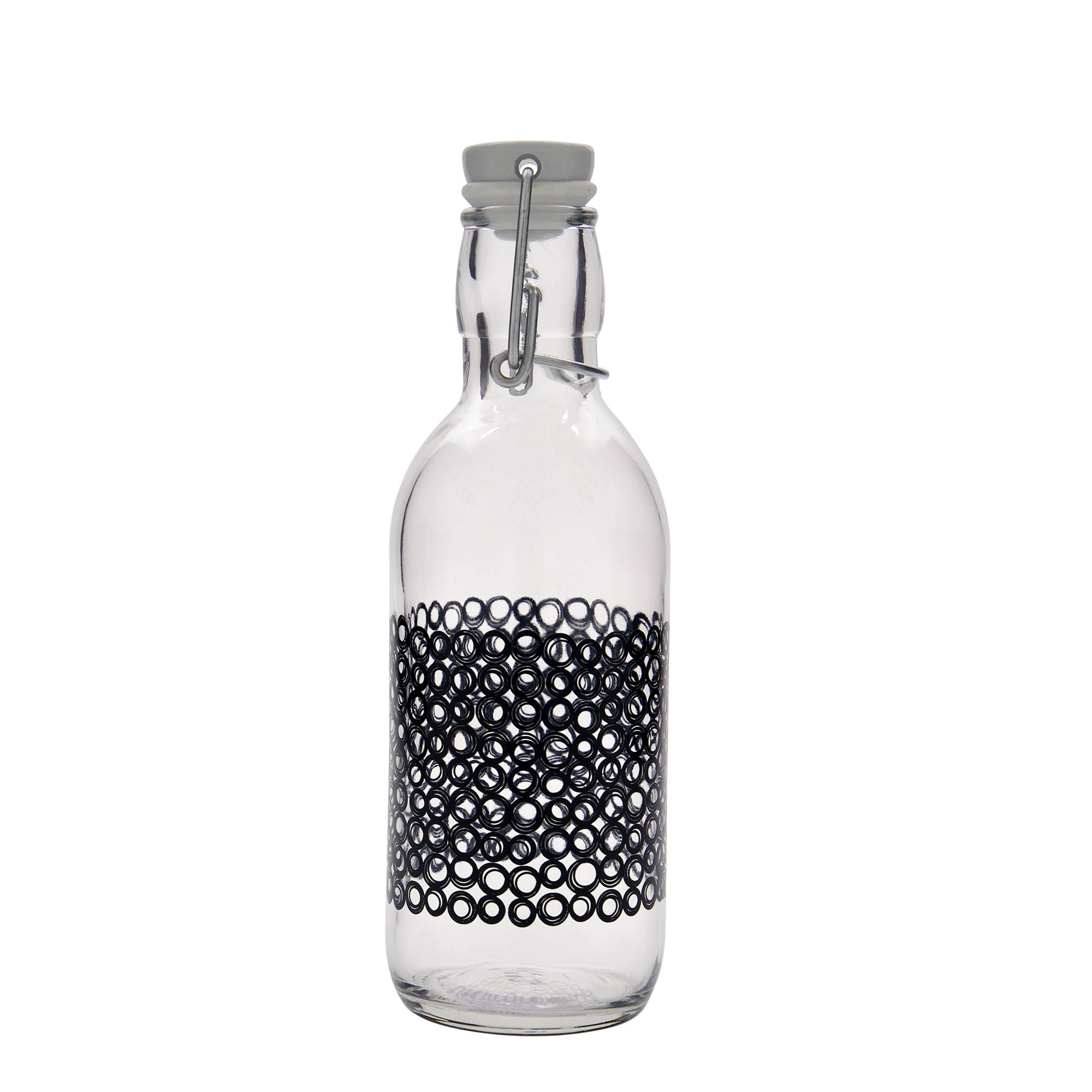 500 ml γυάλινο μπουκάλι 'Emilia', σχέδιο: Circola nero, στόμιο: κλείσιμο με μηχανισμό αρπάγης